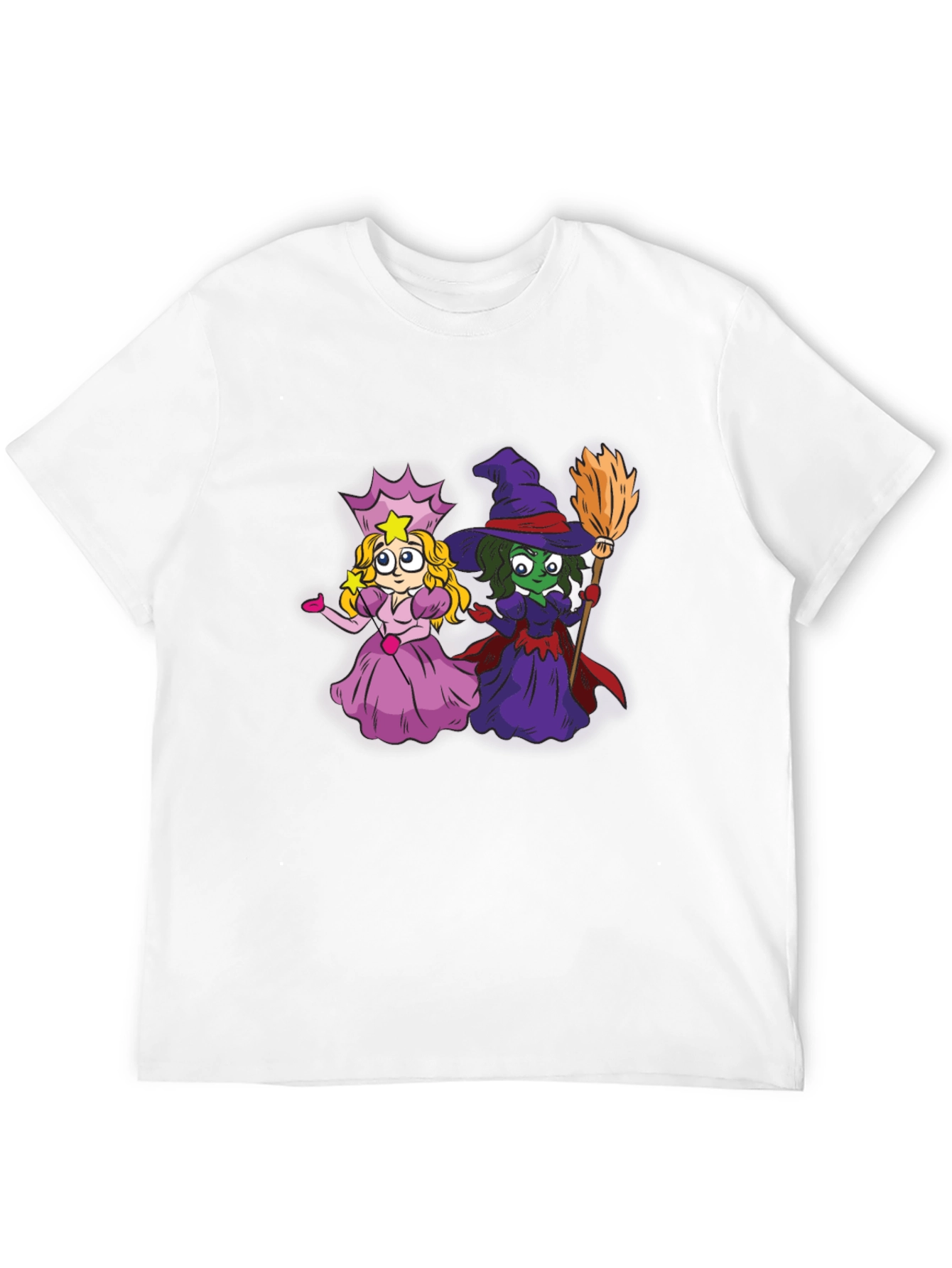 Witch & Princess Cartoon Graphic T-Shirt