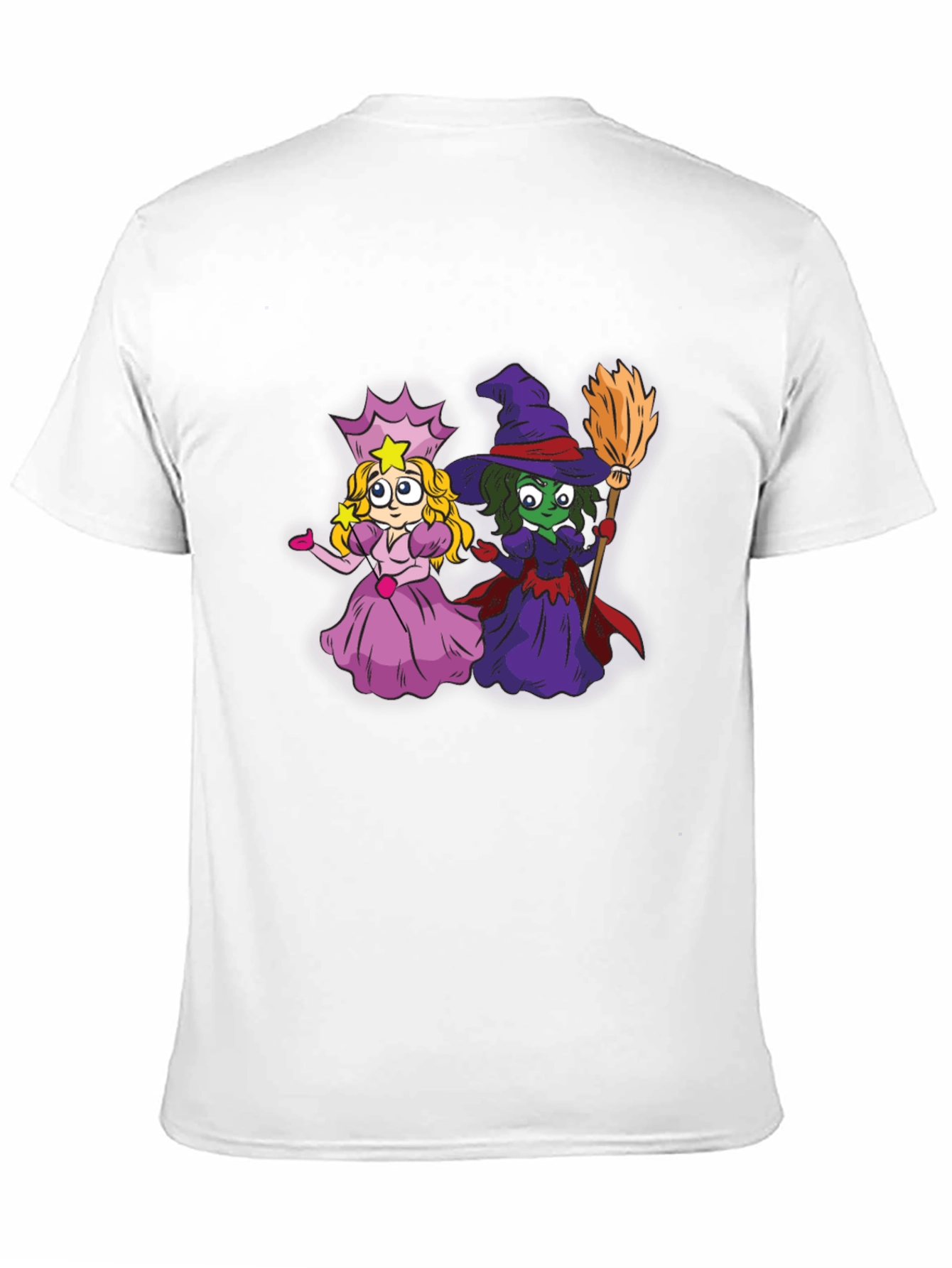 Witch & Princess Cartoon Graphic T-Shirt