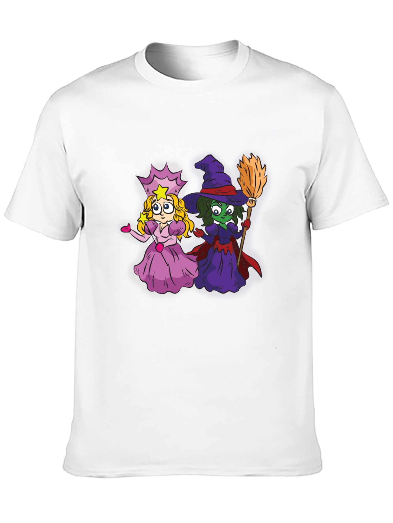 Witch & Princess Cartoon Graphic T-Shirt