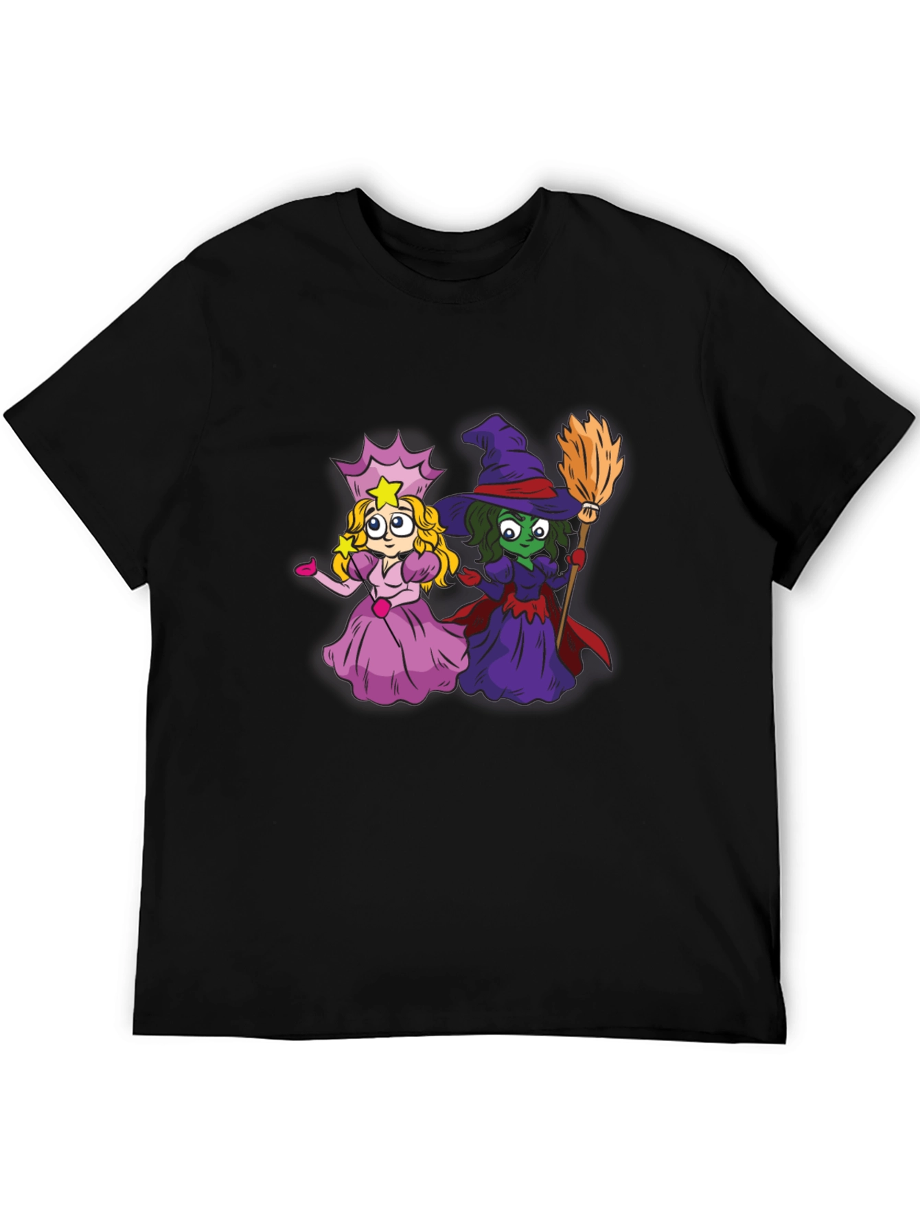 Witch & Princess Cartoon Graphic T-Shirt