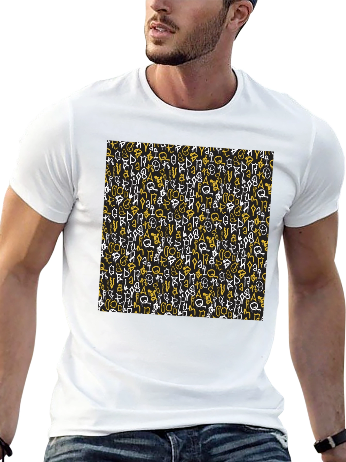 Abstract Graffiti Print Black T-Shirt