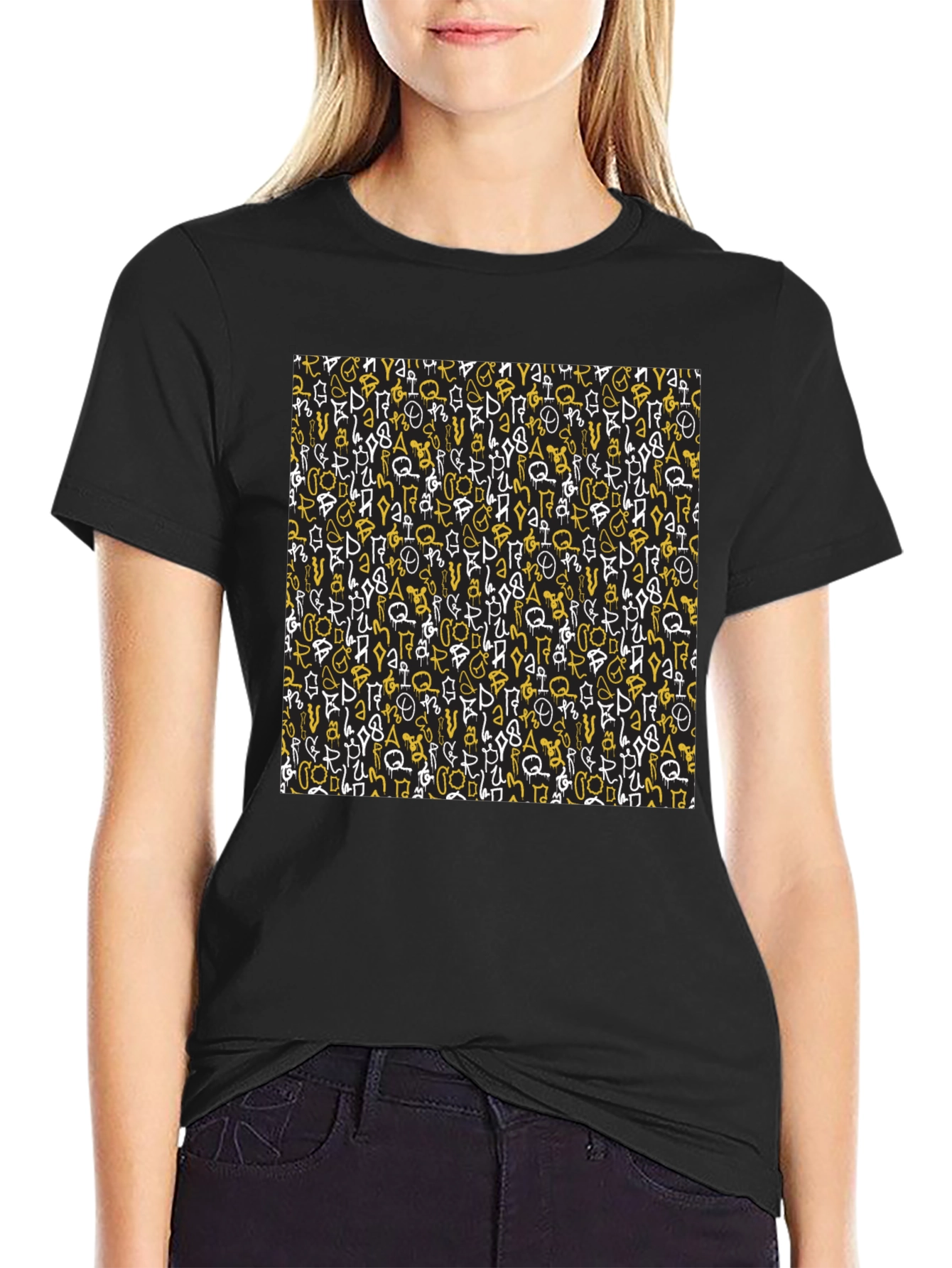 Abstract Graffiti Print Black T-Shirt
