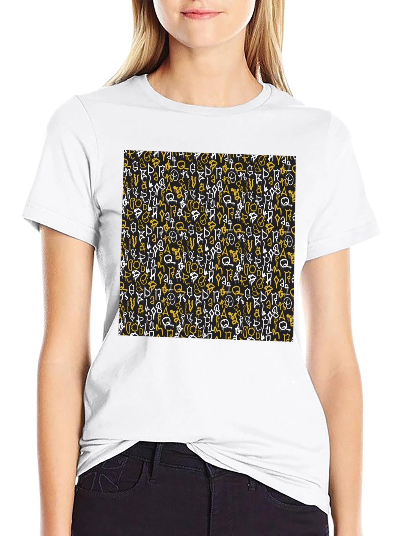 Abstract Graffiti Print Black T-Shirt