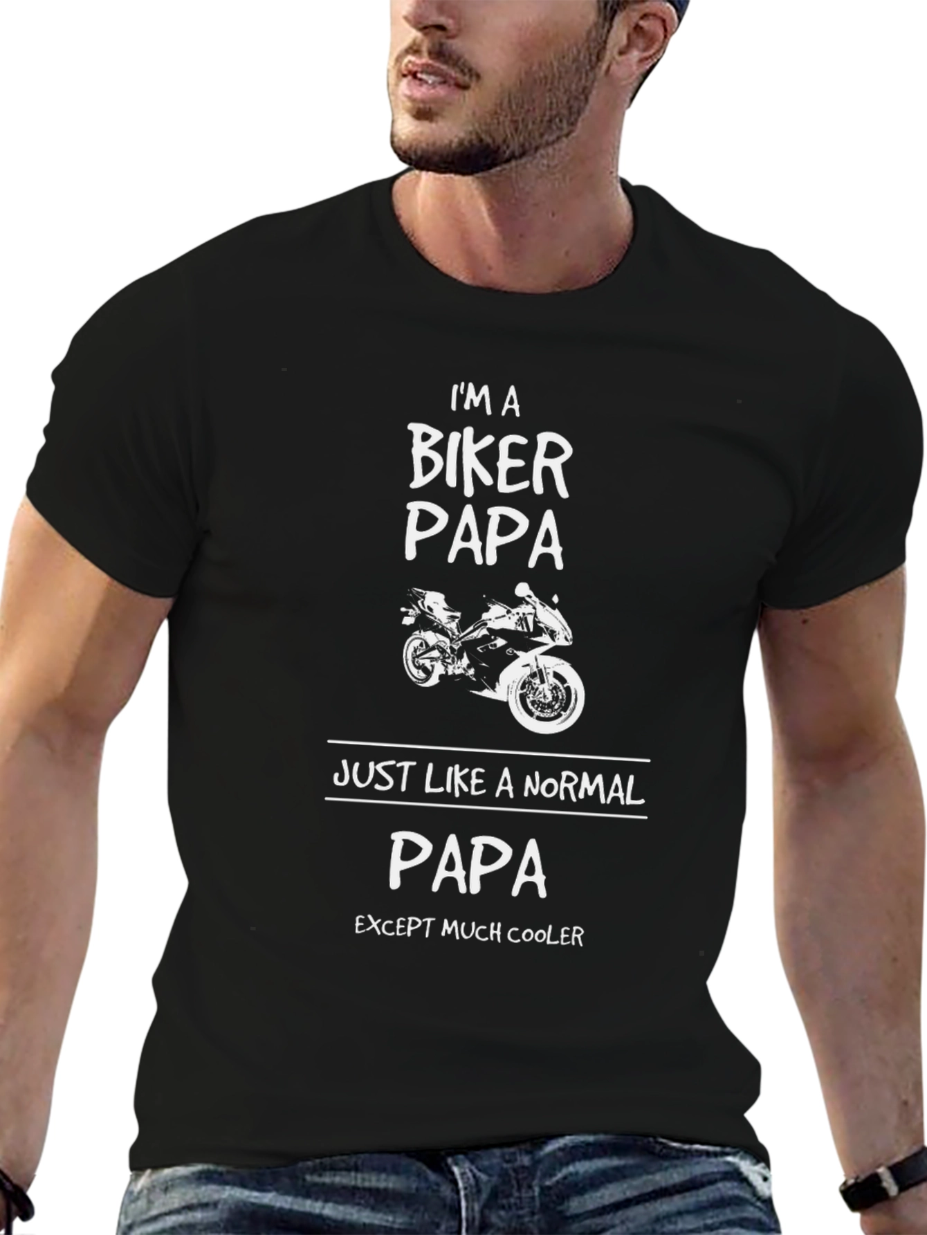 Biker Papa T-Shirt - Cool Dad Gift