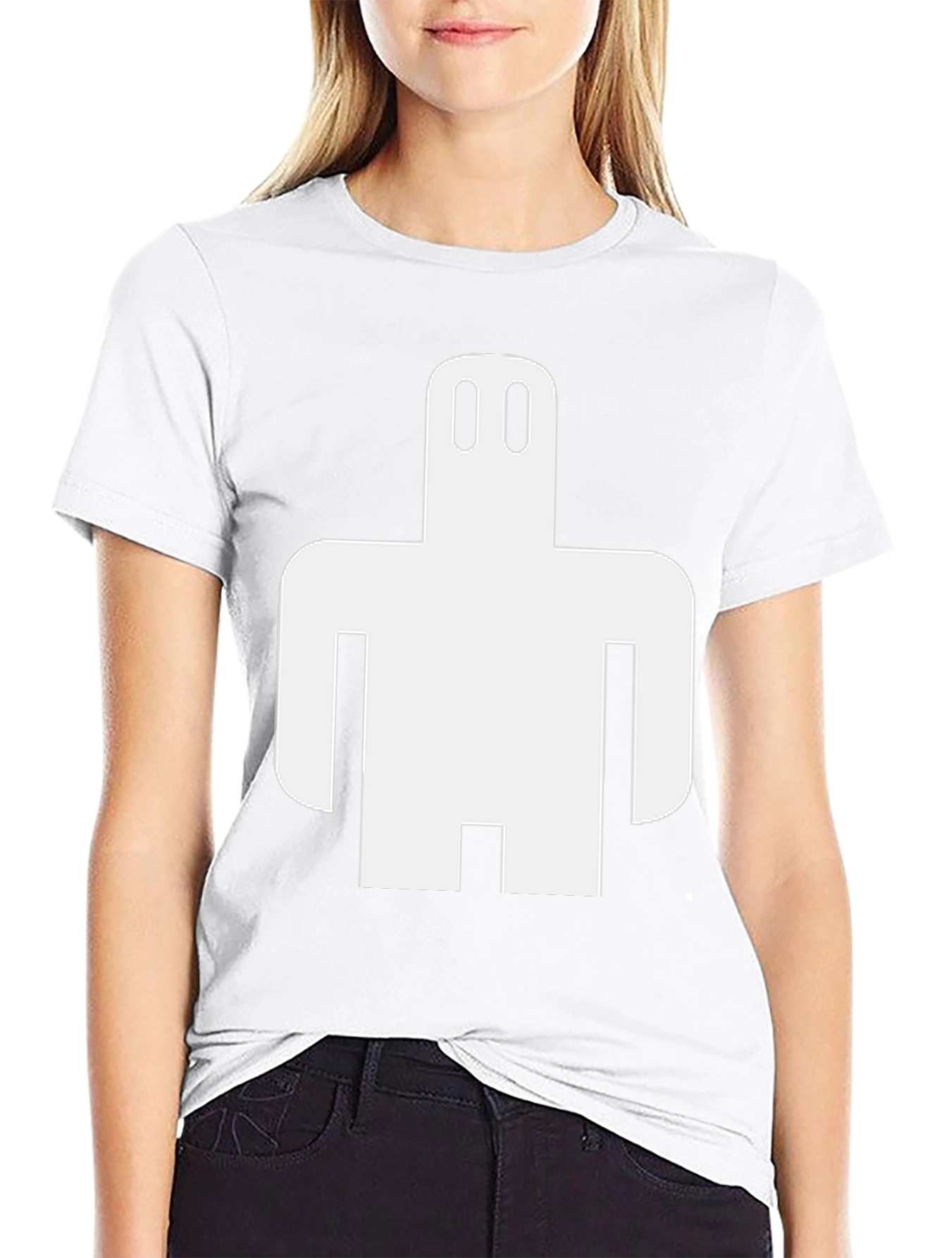 Abstract White Figure Graphic Black T-Shirt