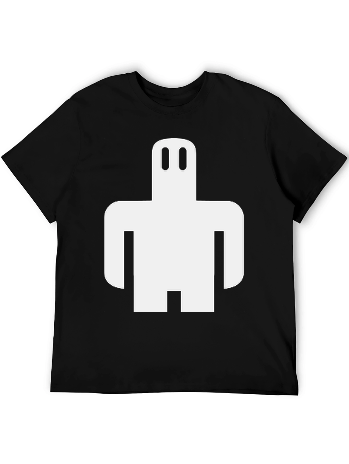 Abstract White Figure Graphic Black T-Shirt