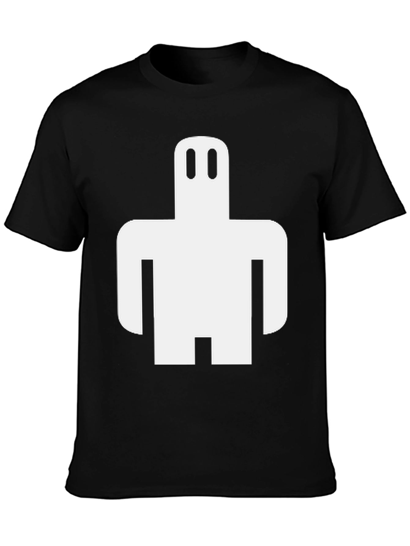 Abstract White Figure Graphic Black T-Shirt