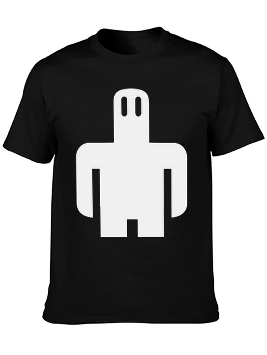 Abstract White Figure Graphic Black T-Shirt