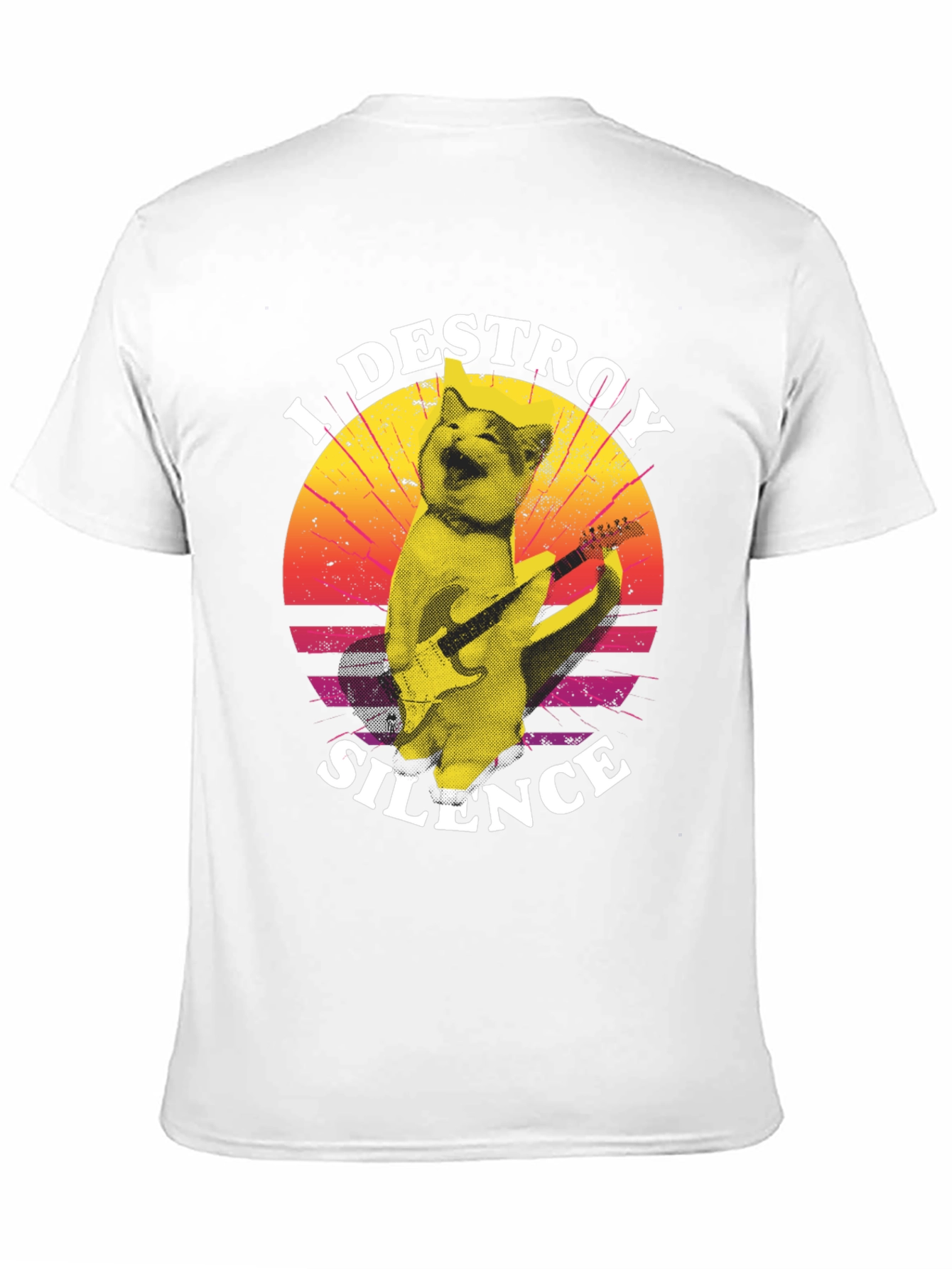 I Destroy Silence Cat Playing Guitar T-Shirt