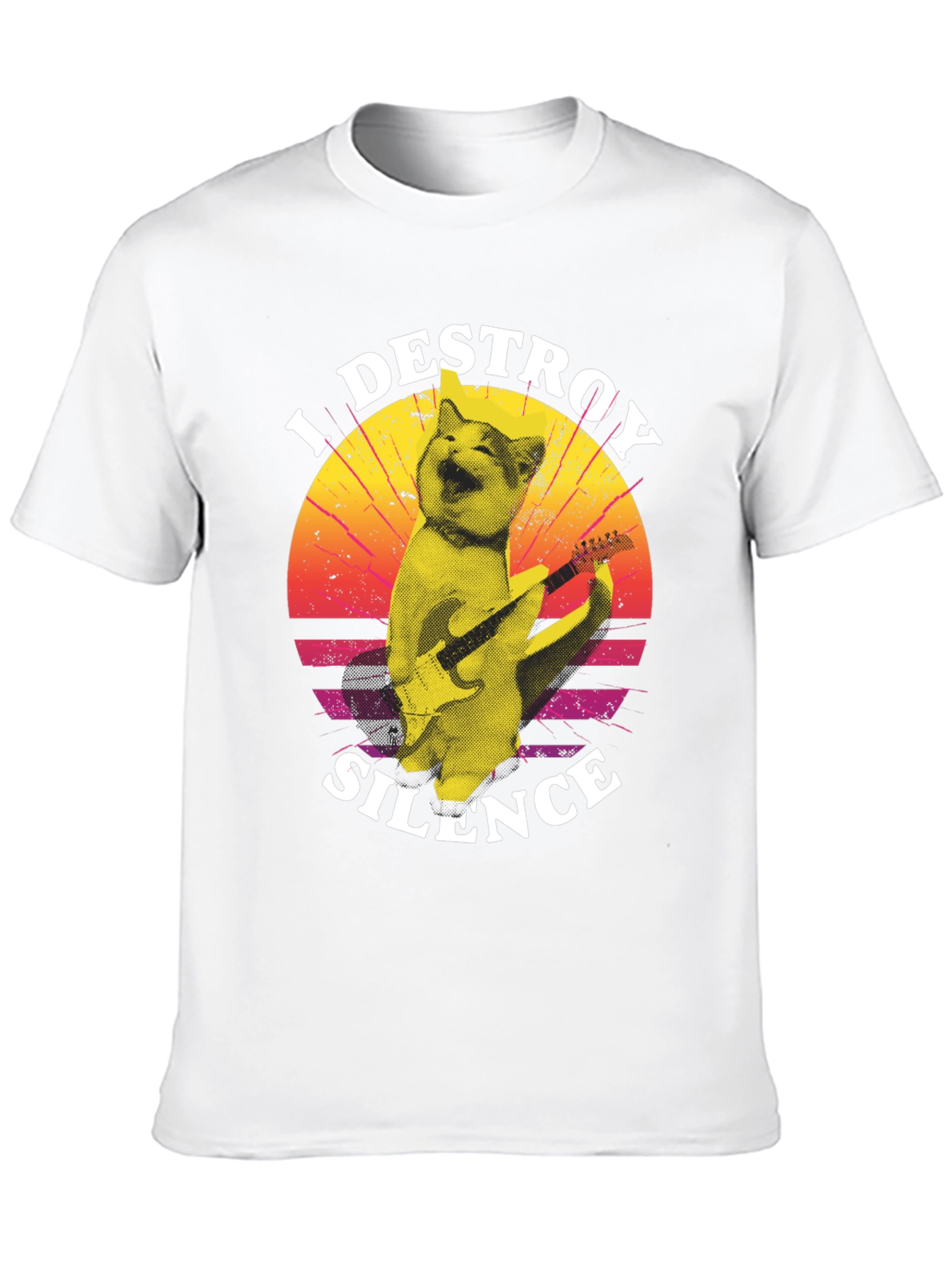 I Destroy Silence Cat Playing Guitar T-Shirt
