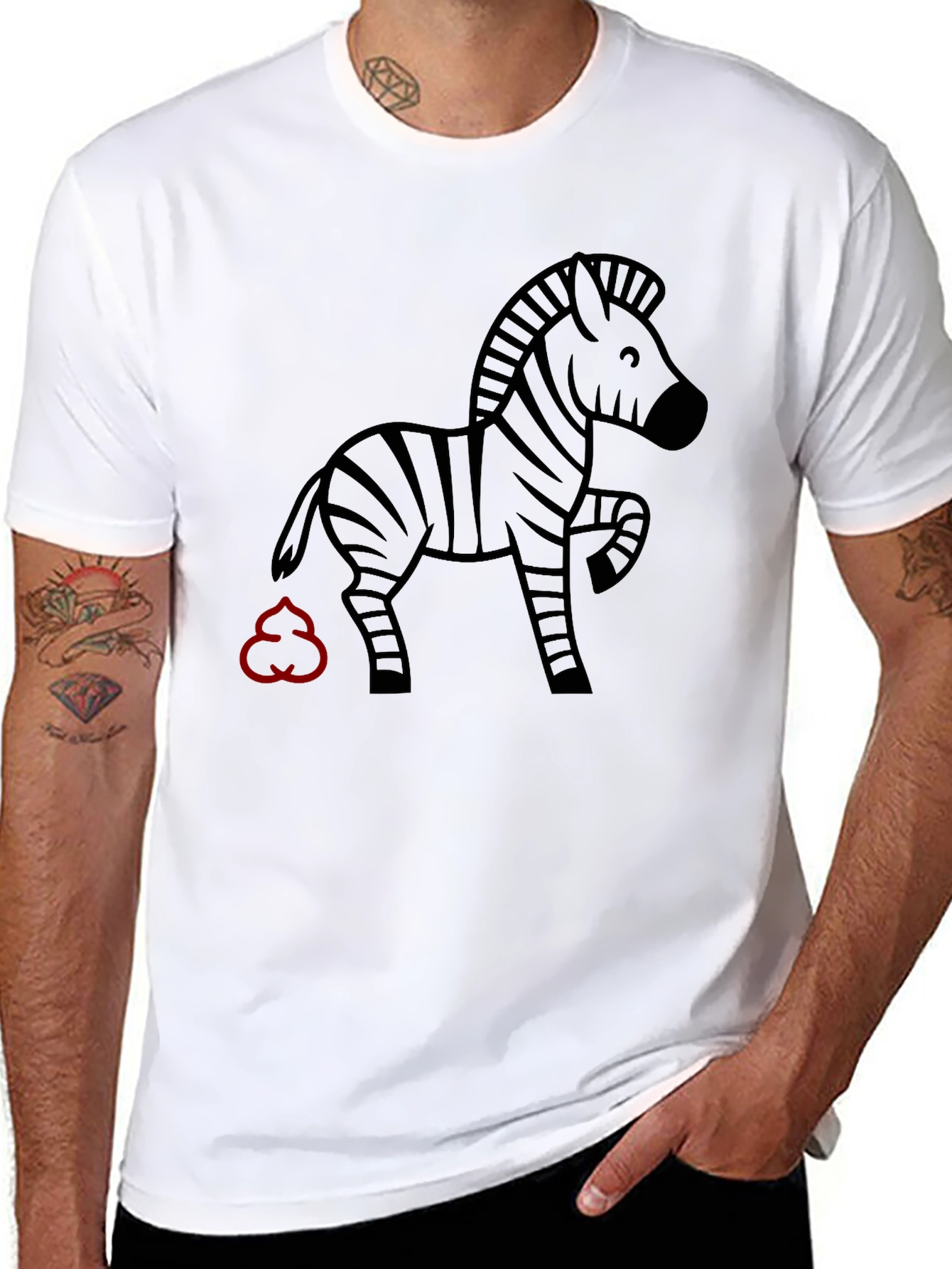 Funny Zebra Graphic Black T-Shirt