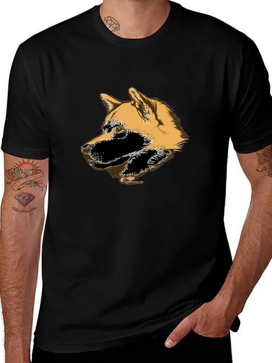 Akita Dog Head Graphic T-Shirt - Black