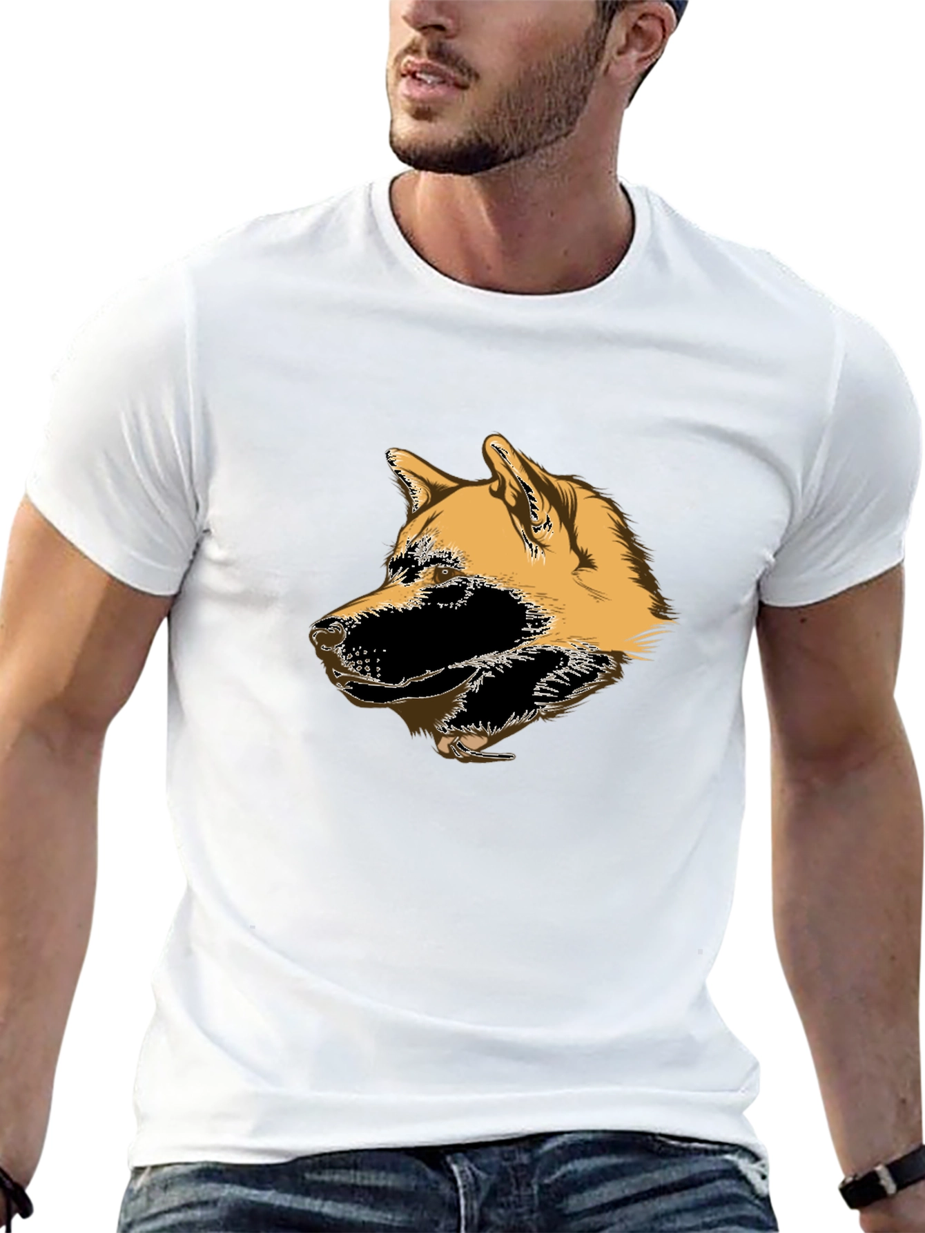 Akita Dog Head Graphic T-Shirt - Black