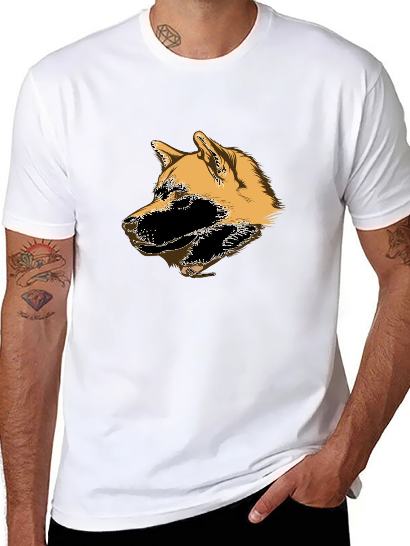 Akita Dog Head Graphic T-Shirt - Black