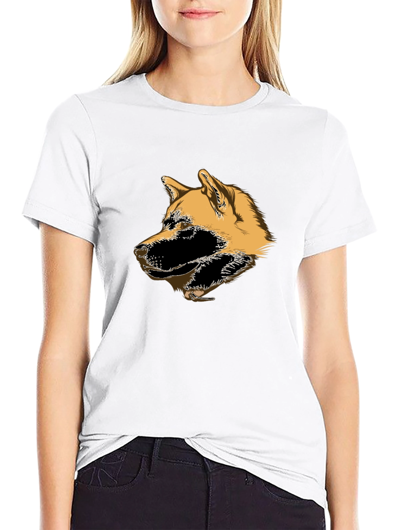 Akita Dog Head Graphic T-Shirt - Black