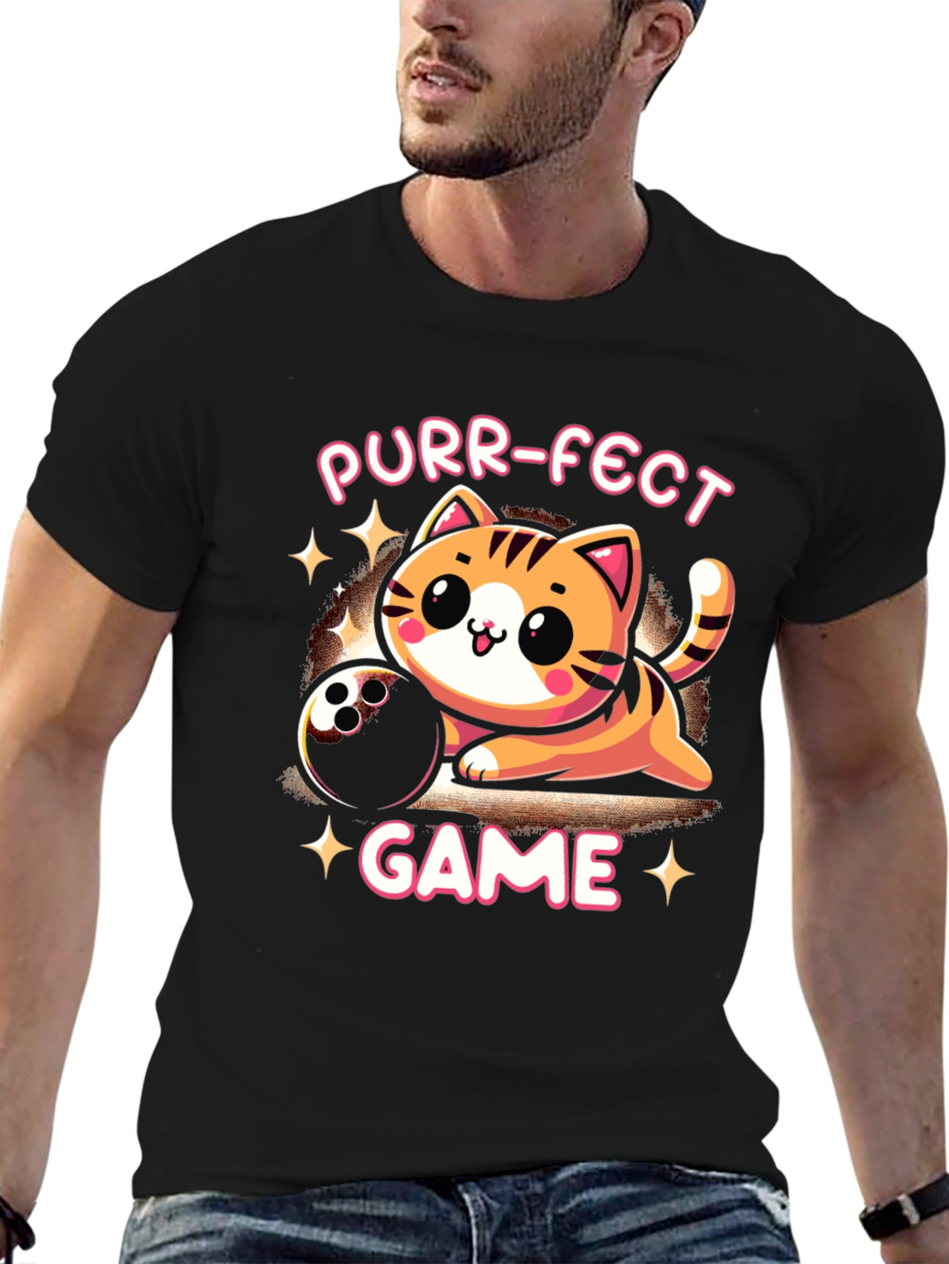 Purr-fect Game T-Shirt: Bowling Cat Tee