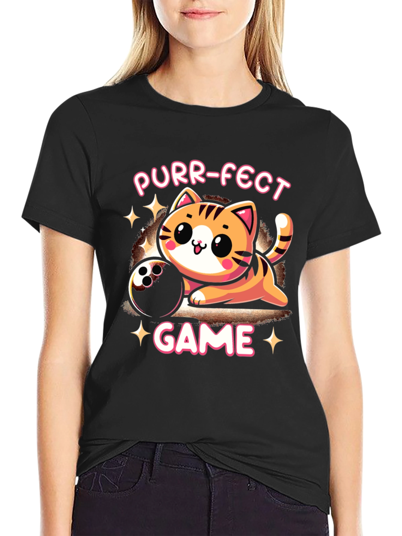 Purr-fect Game T-Shirt: Bowling Cat Tee