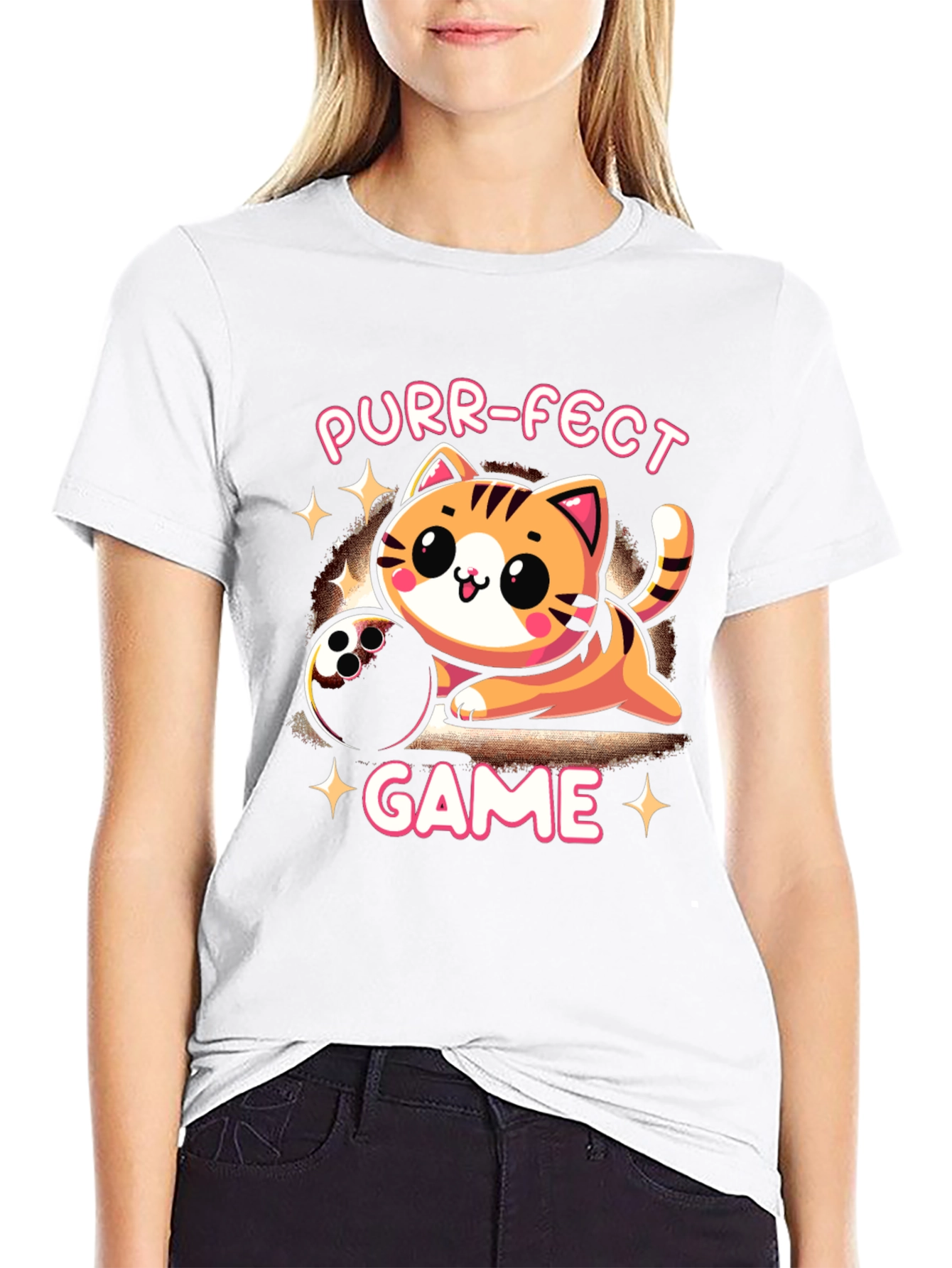 Purr-fect Game T-Shirt: Bowling Cat Tee