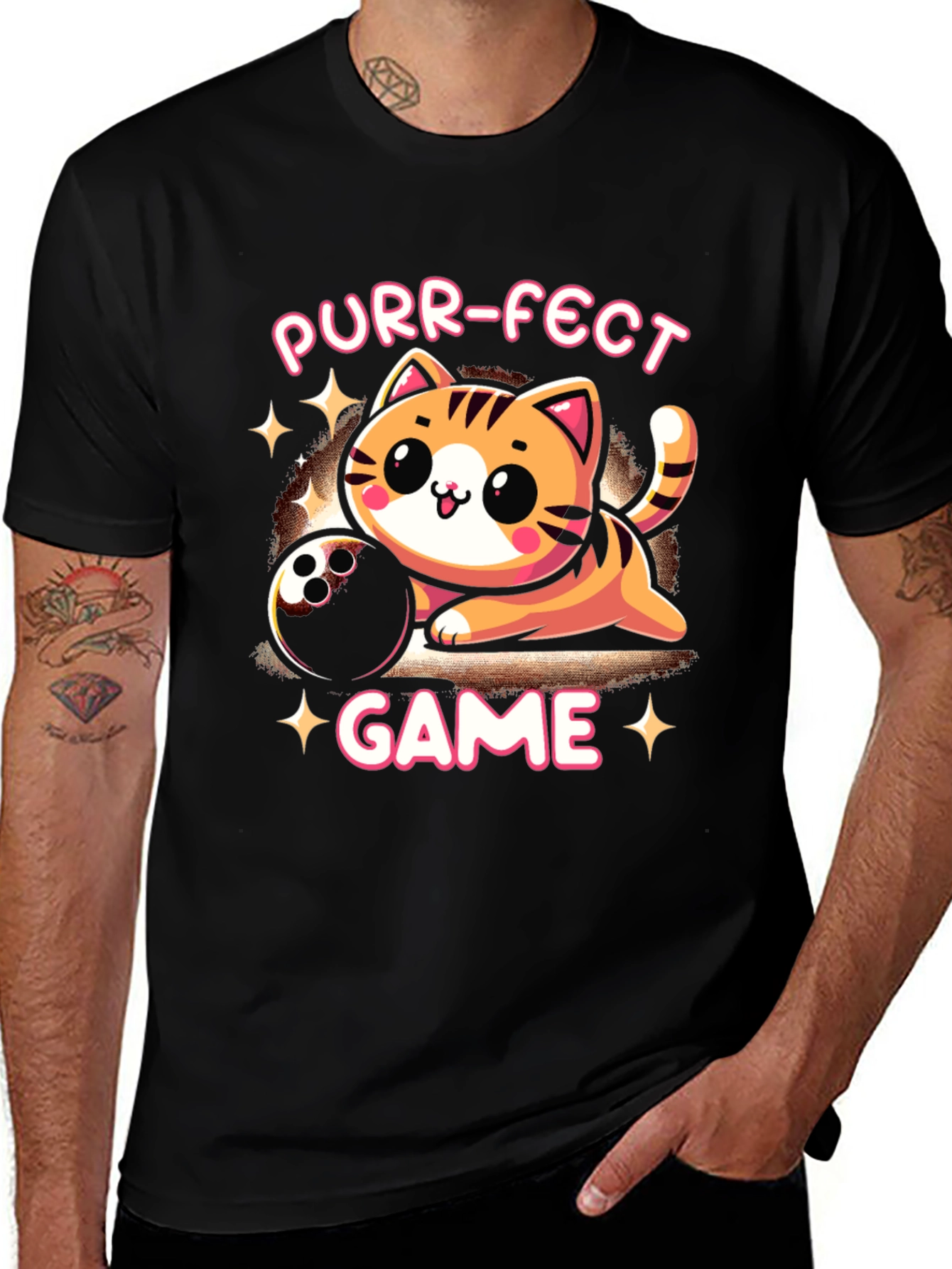 Purr-fect Game T-Shirt: Bowling Cat Tee