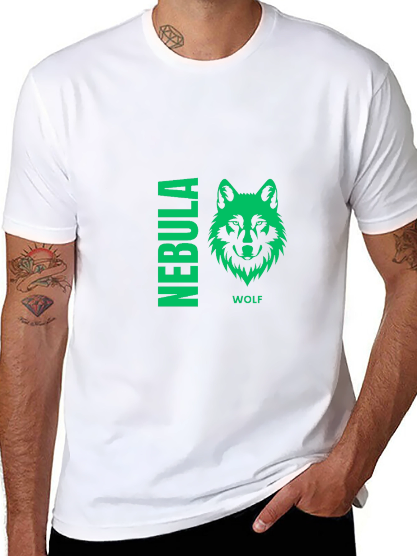 Nebula Wolf Graphic Print Black T-Shirt