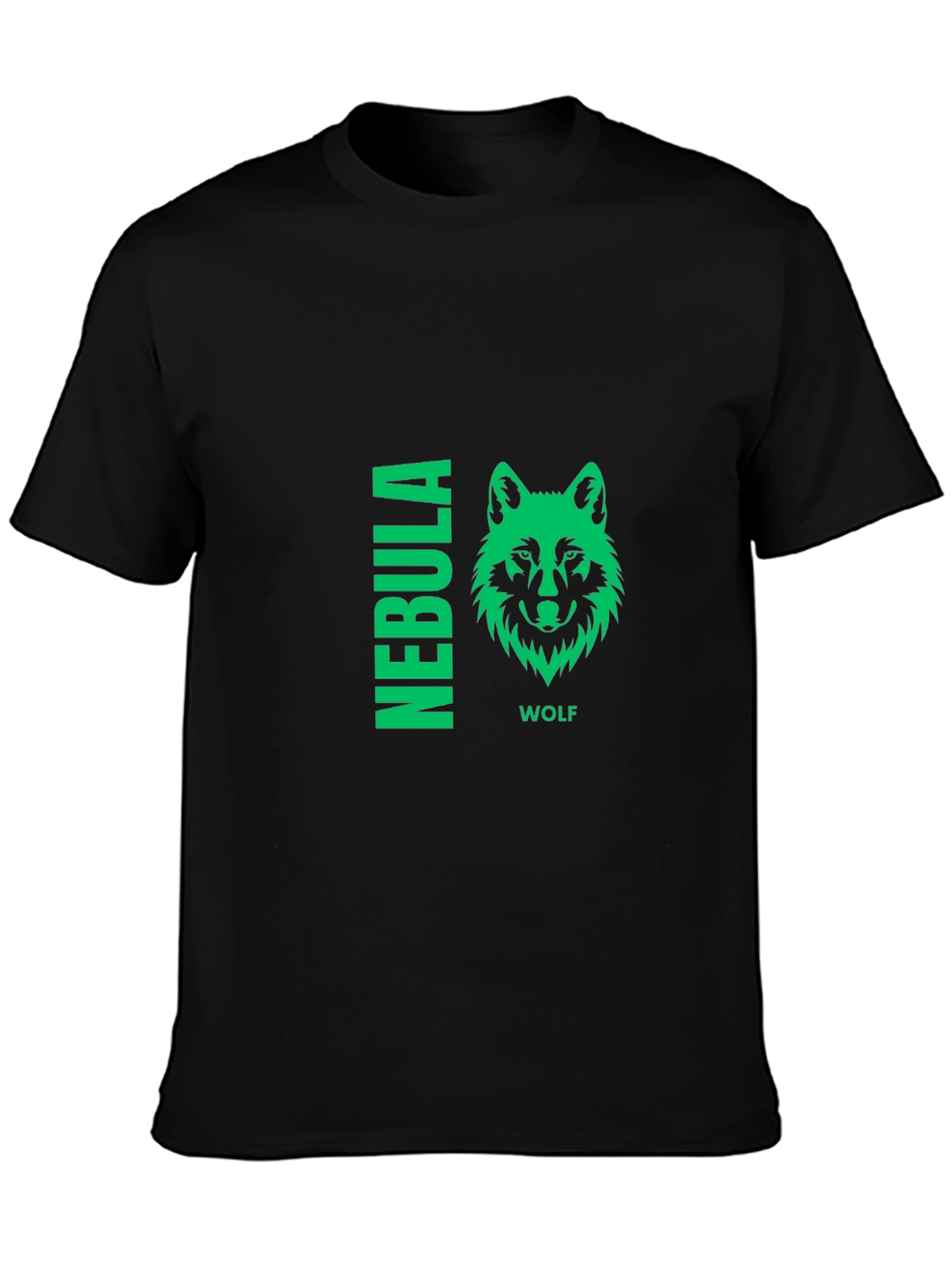 Nebula Wolf Graphic Print Black T-Shirt
