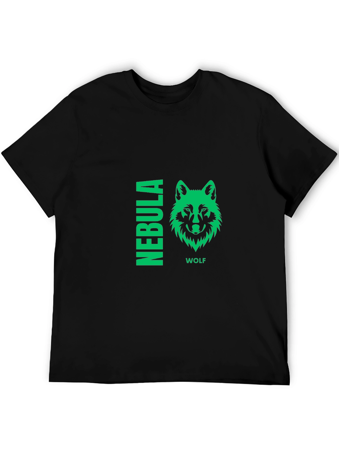 Nebula Wolf Graphic Print Black T-Shirt