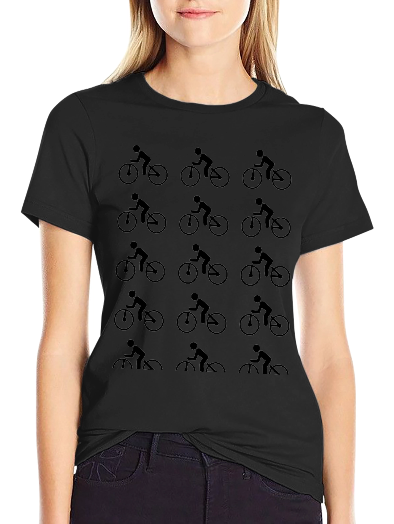 Cycling Enthusiast Patterned Black T-Shirt
