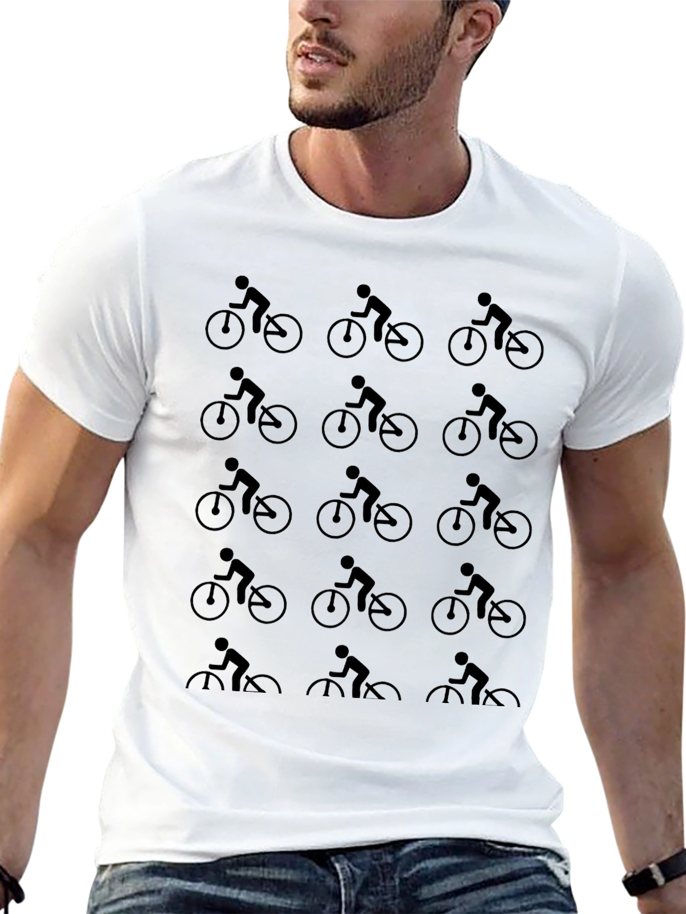 Cycling Enthusiast Patterned Black T-Shirt