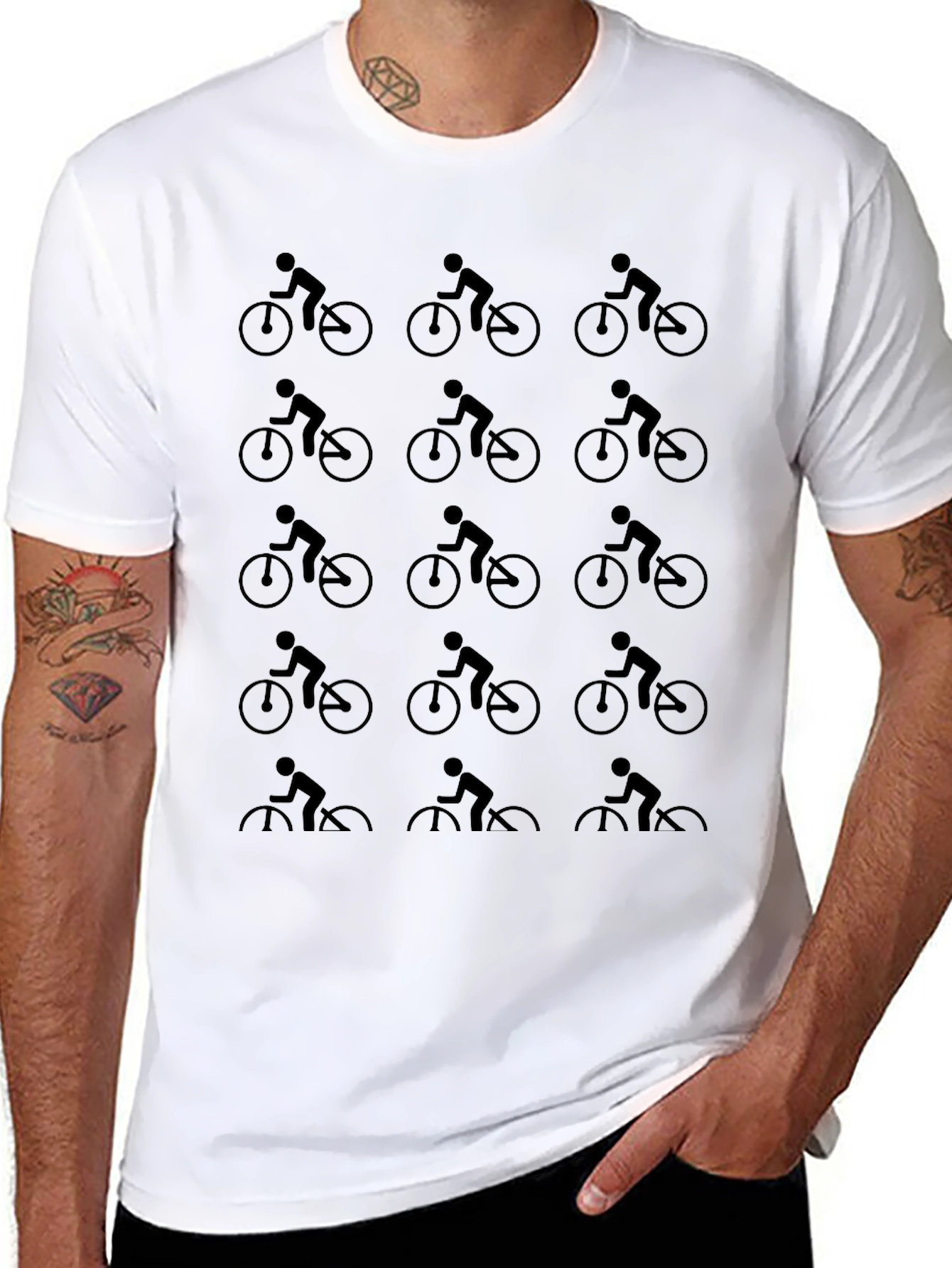 Cycling Enthusiast Patterned Black T-Shirt