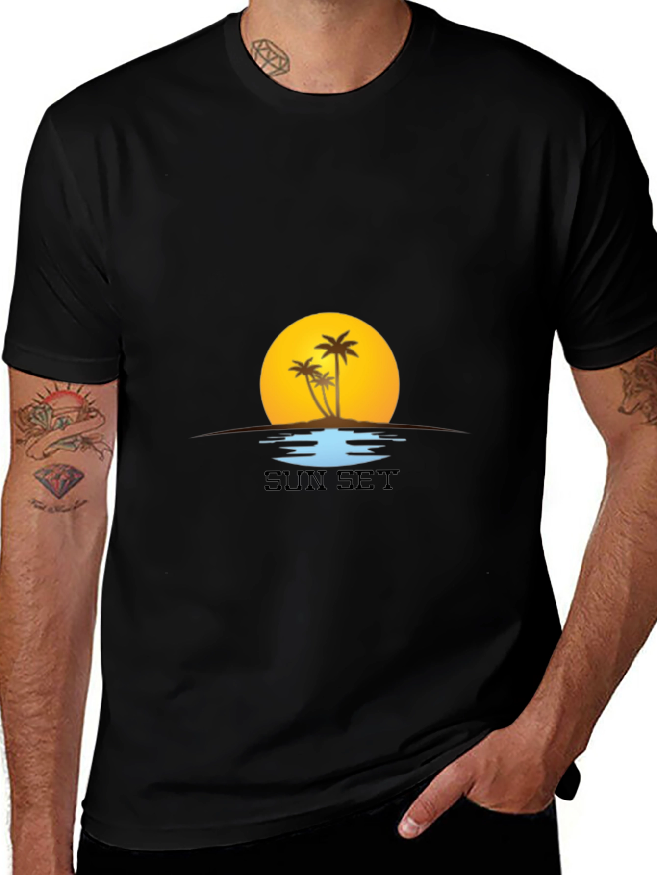 Sunset Palm Tree T-Shirt - Island Vibes