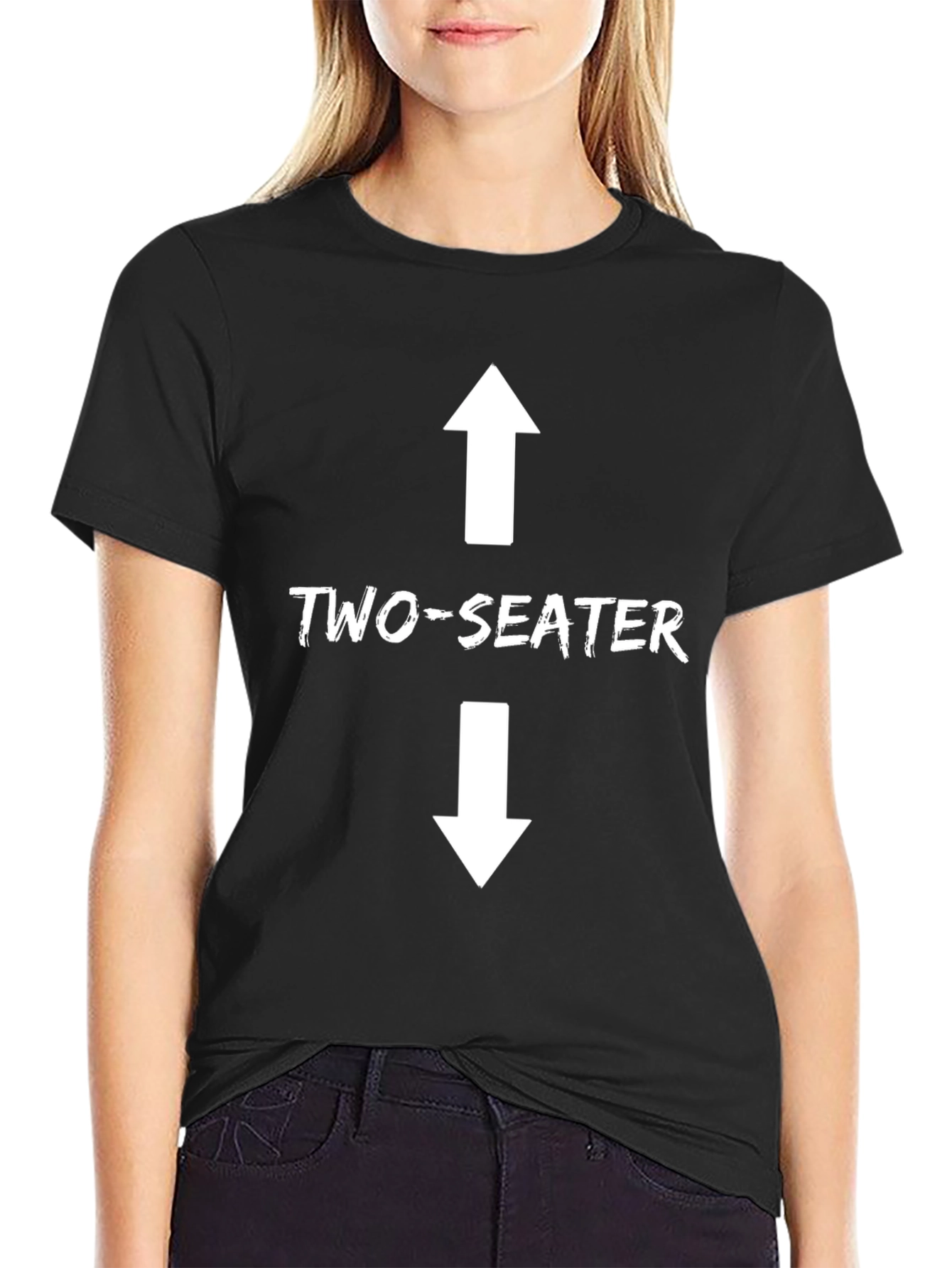 Two-Seater Graphic Tee - Black Cotton T-Shirt