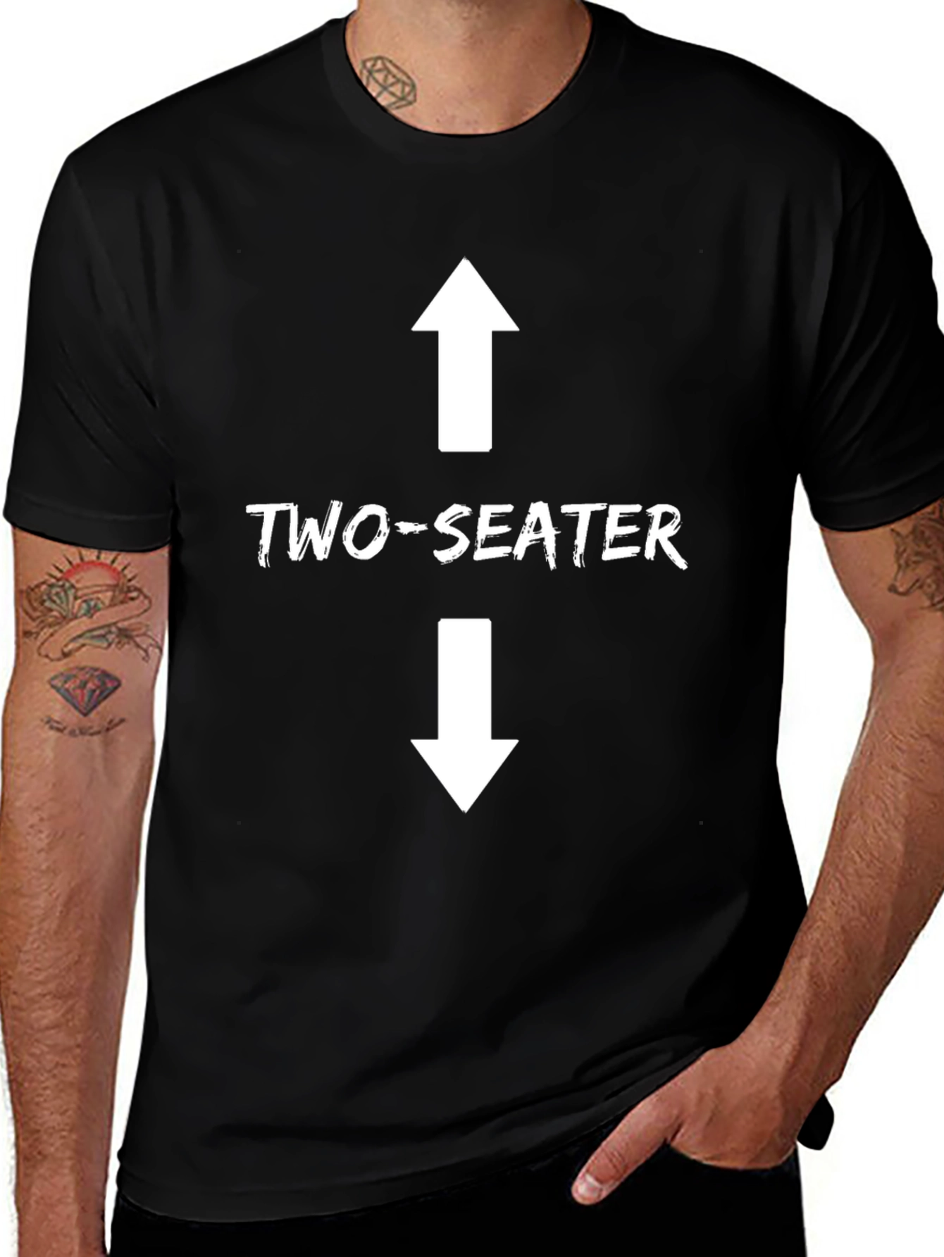 Two-Seater Graphic Tee - Black Cotton T-Shirt