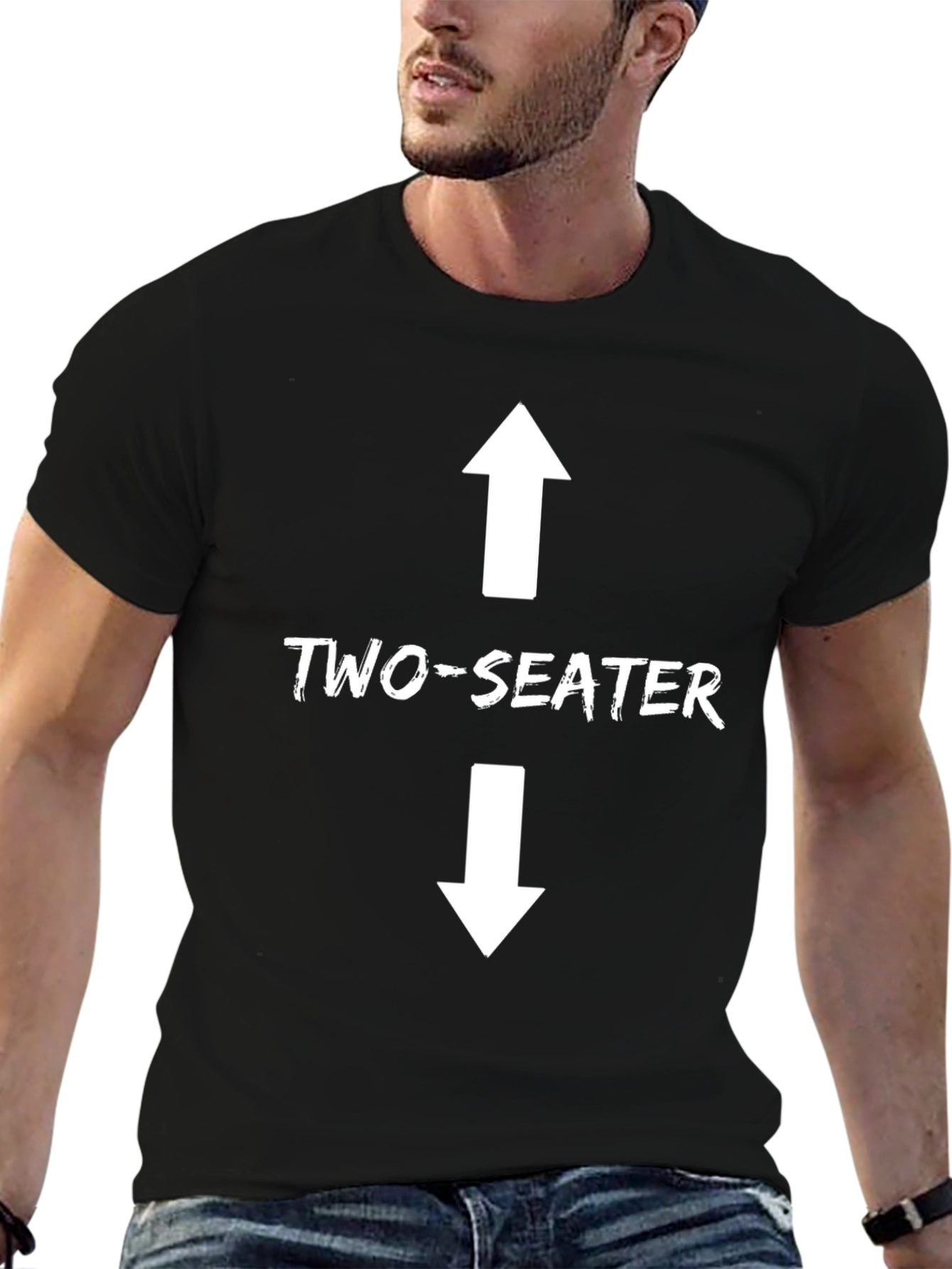 Two-Seater Graphic Tee - Black Cotton T-Shirt