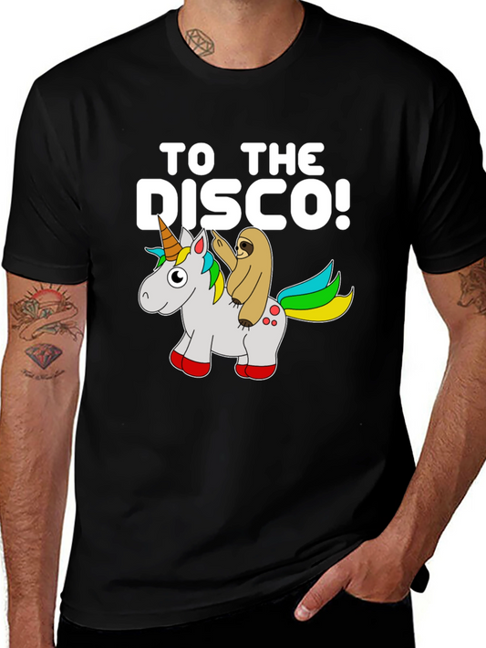 Sloth Riding Unicorn to the Disco Graphic T-Shirt