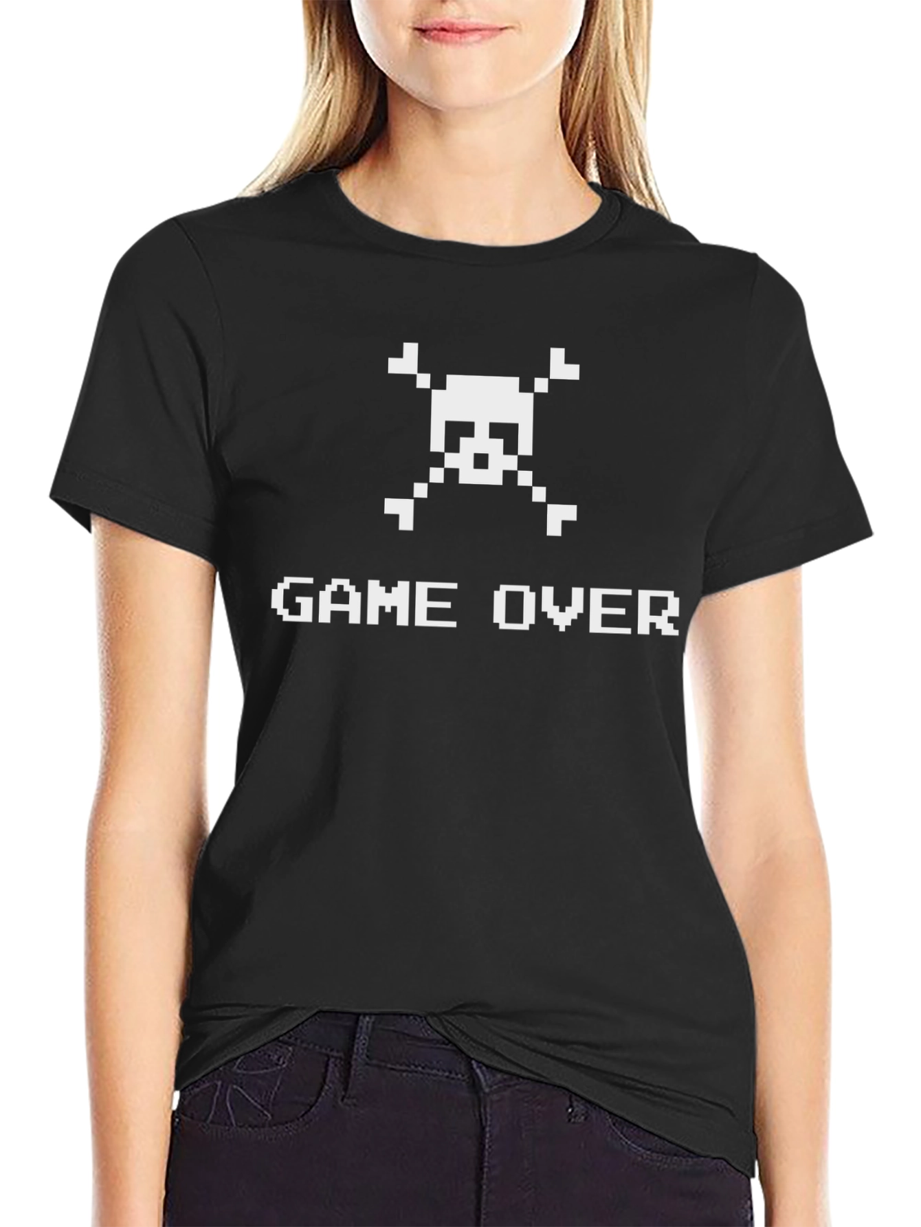 Pixel Game Over Skull T-Shirt - Gamer Style