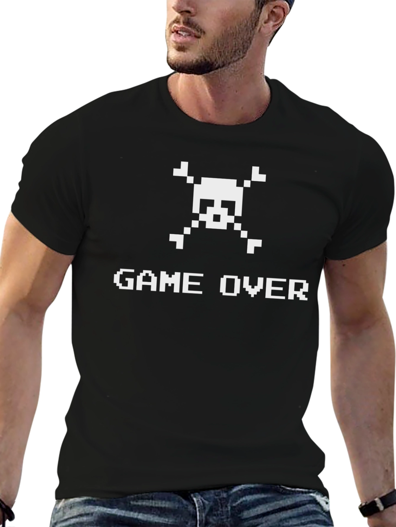 Pixel Game Over Skull T-Shirt - Gamer Style