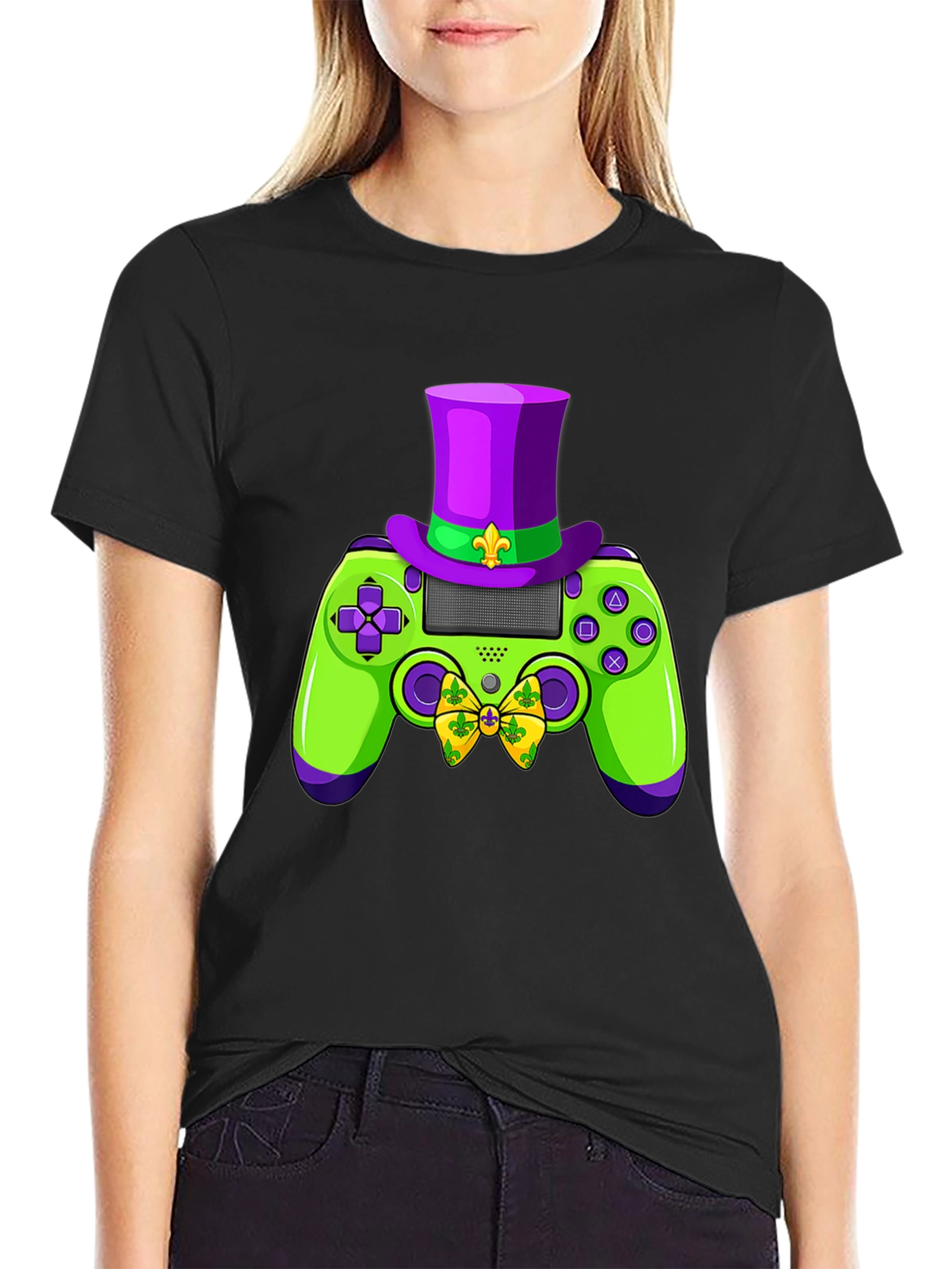 Gamer Mardi Gras Controller Graphic Tee
