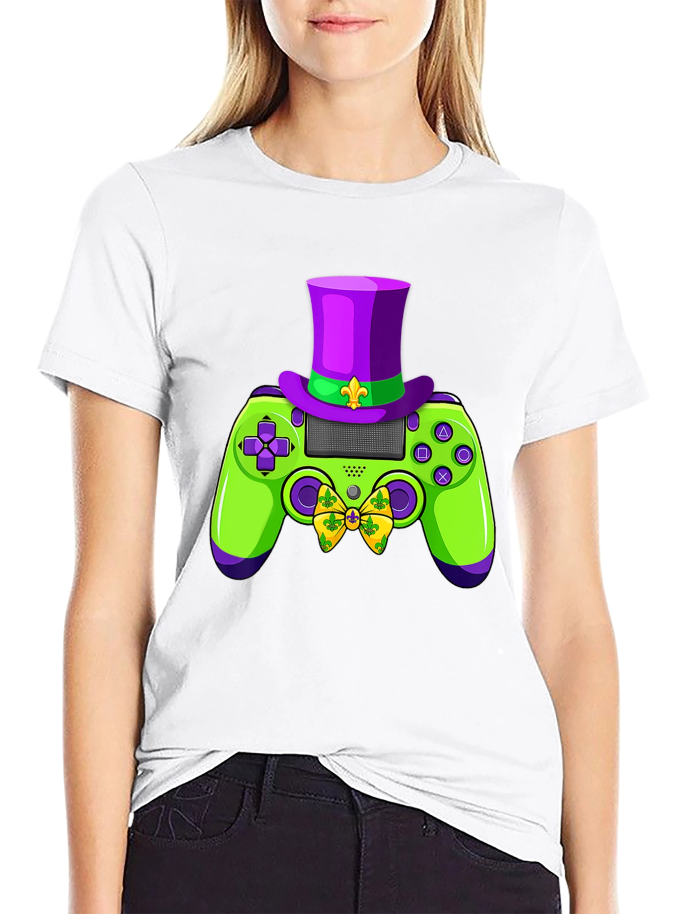 Gamer Mardi Gras Controller Graphic Tee