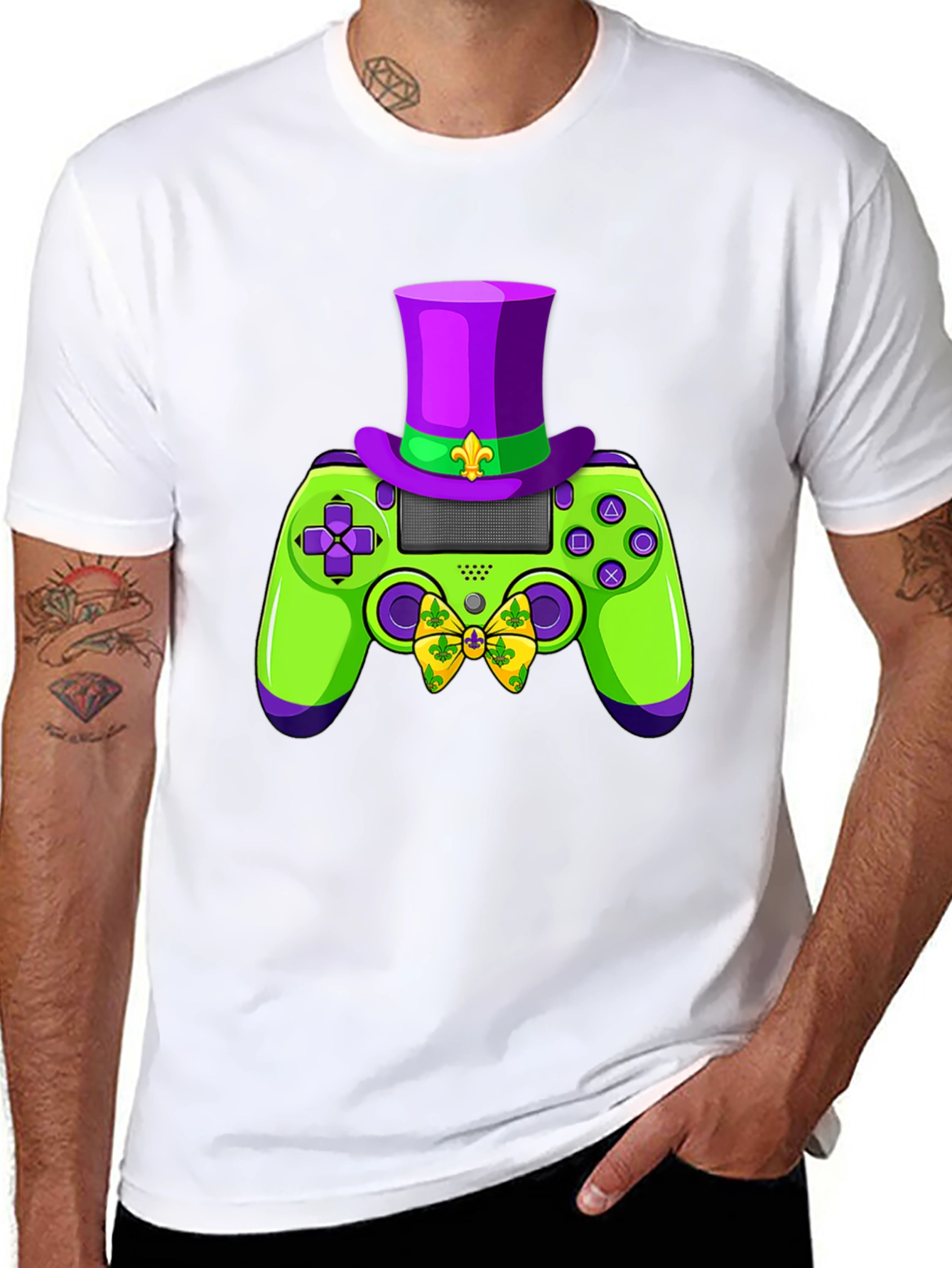 Gamer Mardi Gras Controller Graphic Tee