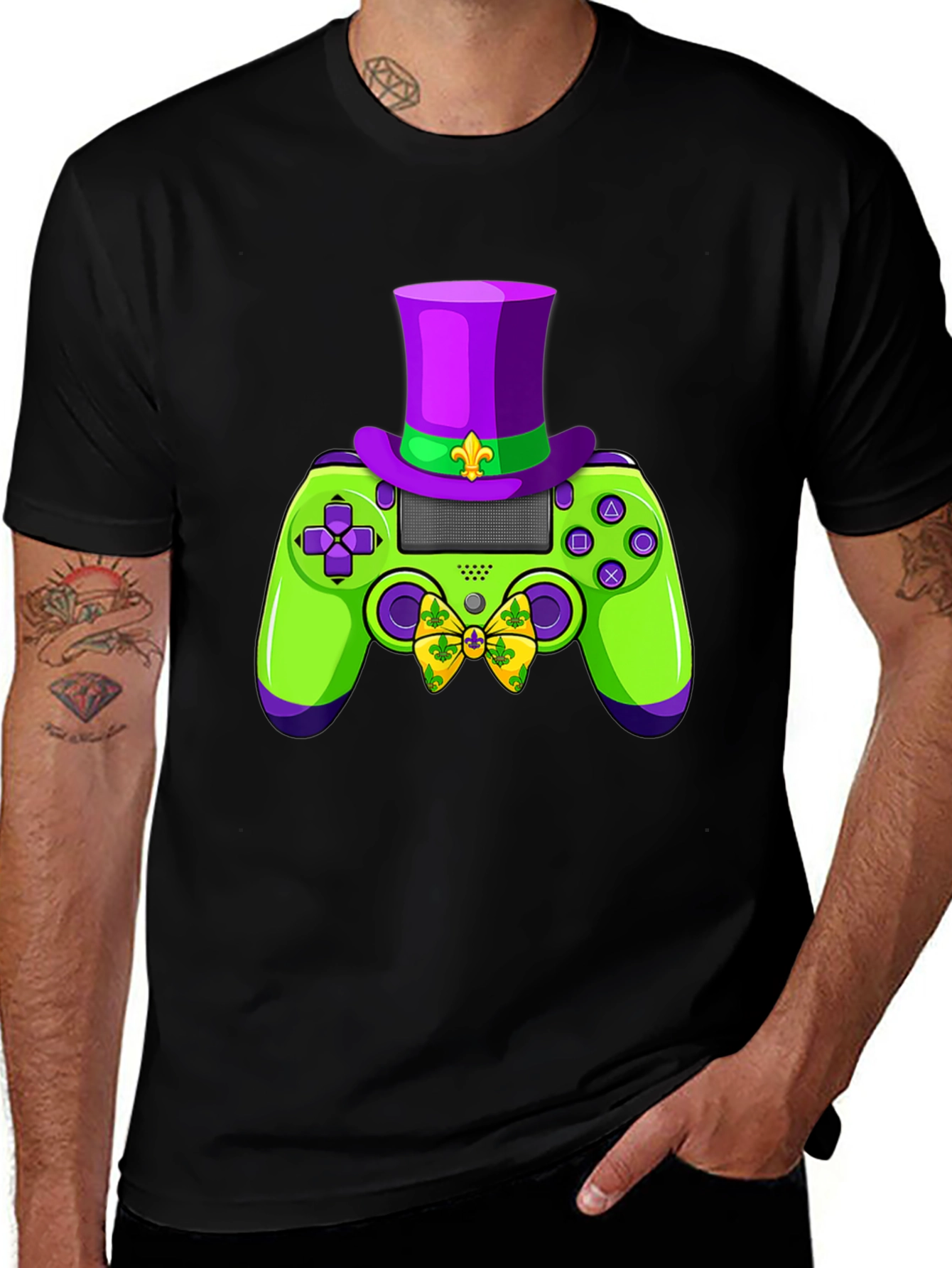 Gamer Mardi Gras Controller Graphic Tee