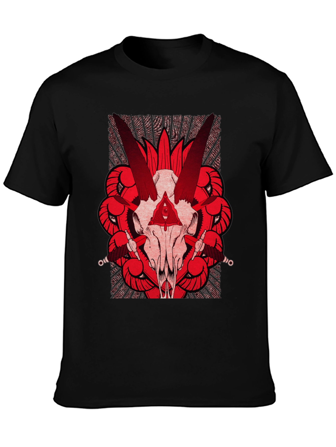 Red Skull Graphic Tee - Black Cotton T-Shirt