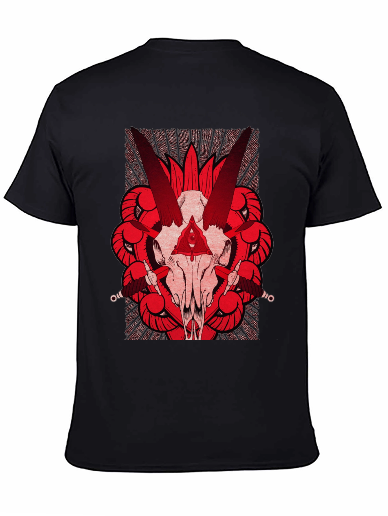 Red Skull Graphic Tee - Black Cotton T-Shirt