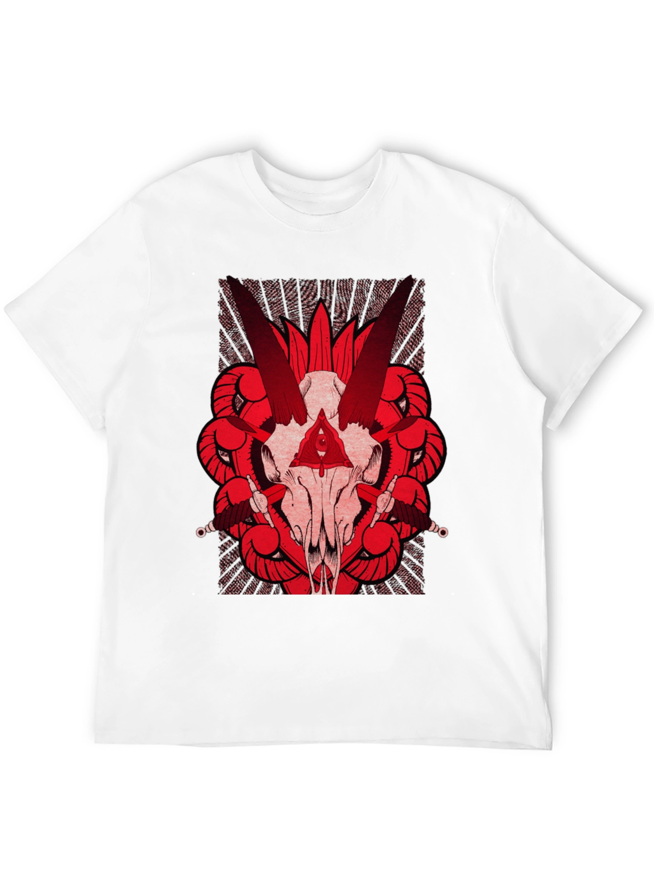 Red Skull Graphic Tee - Black Cotton T-Shirt
