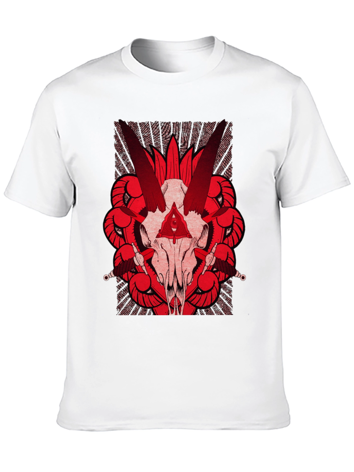 Red Skull Graphic Tee - Black Cotton T-Shirt