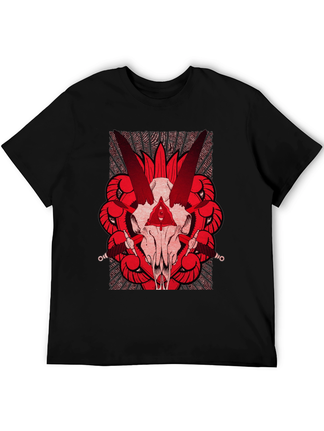 Red Skull Graphic Tee - Black Cotton T-Shirt