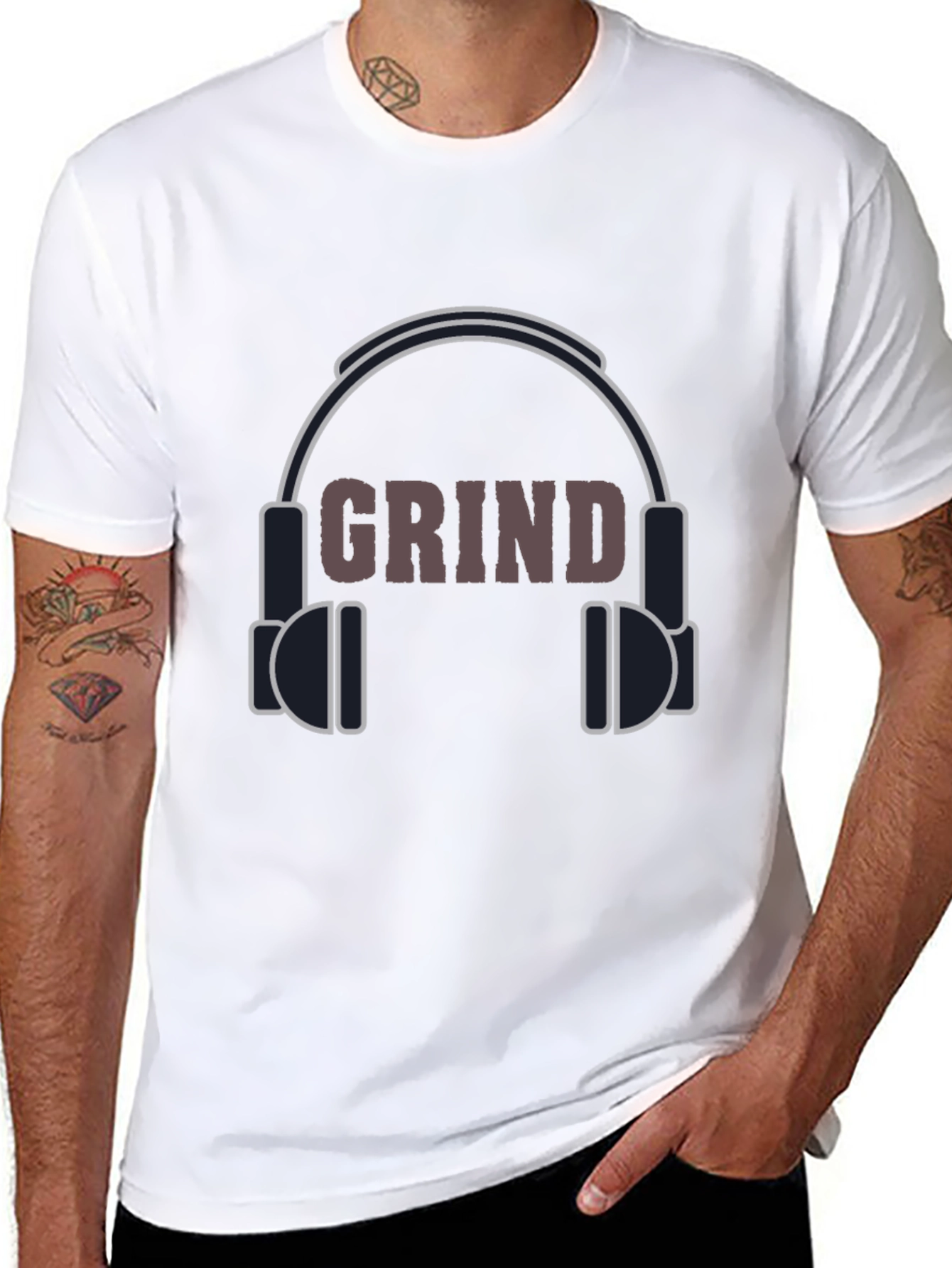 Grind Headphones Graphic Tee - Black Casual T-Shirt