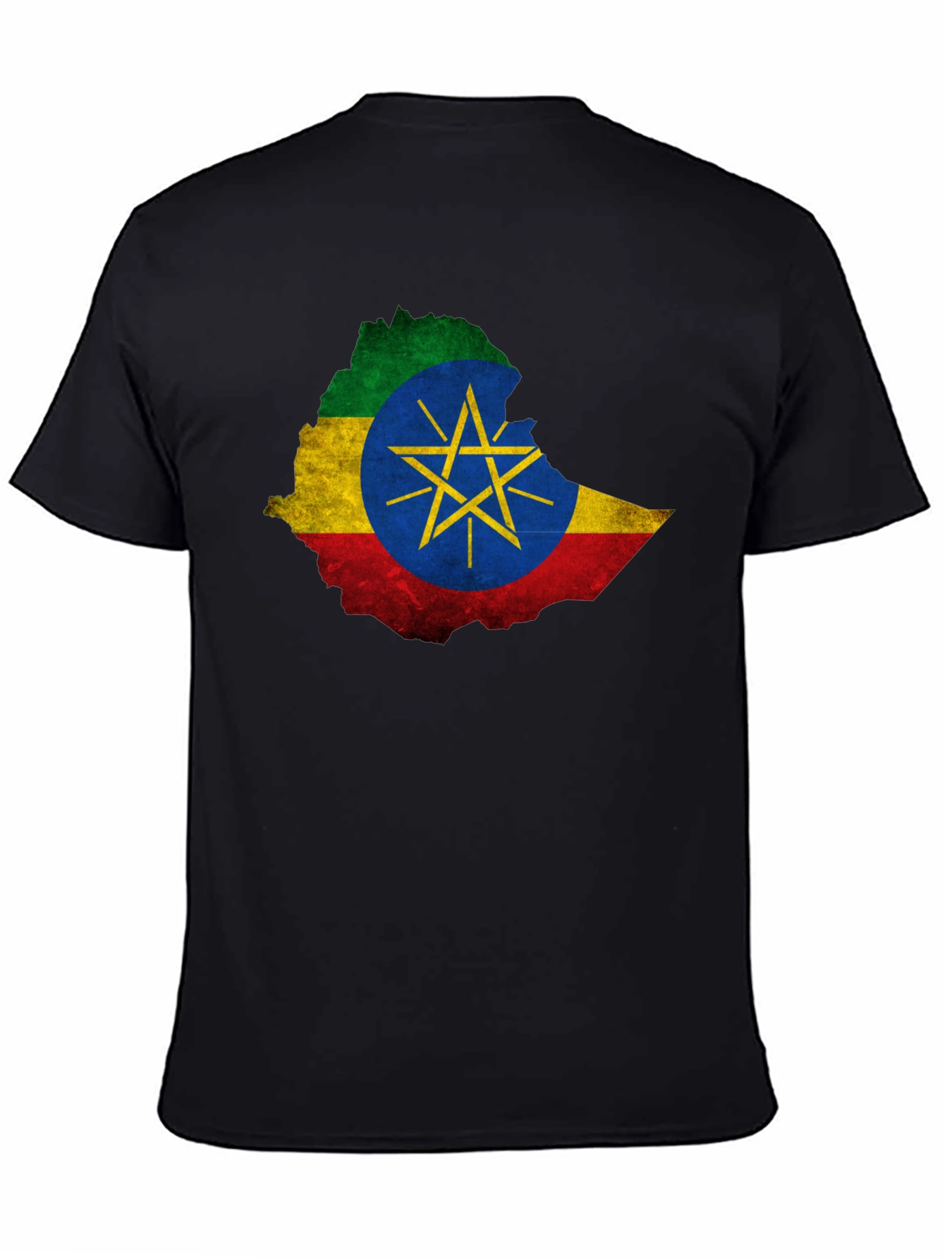Ethiopia Flag Map Black T-Shirt - Unique Design