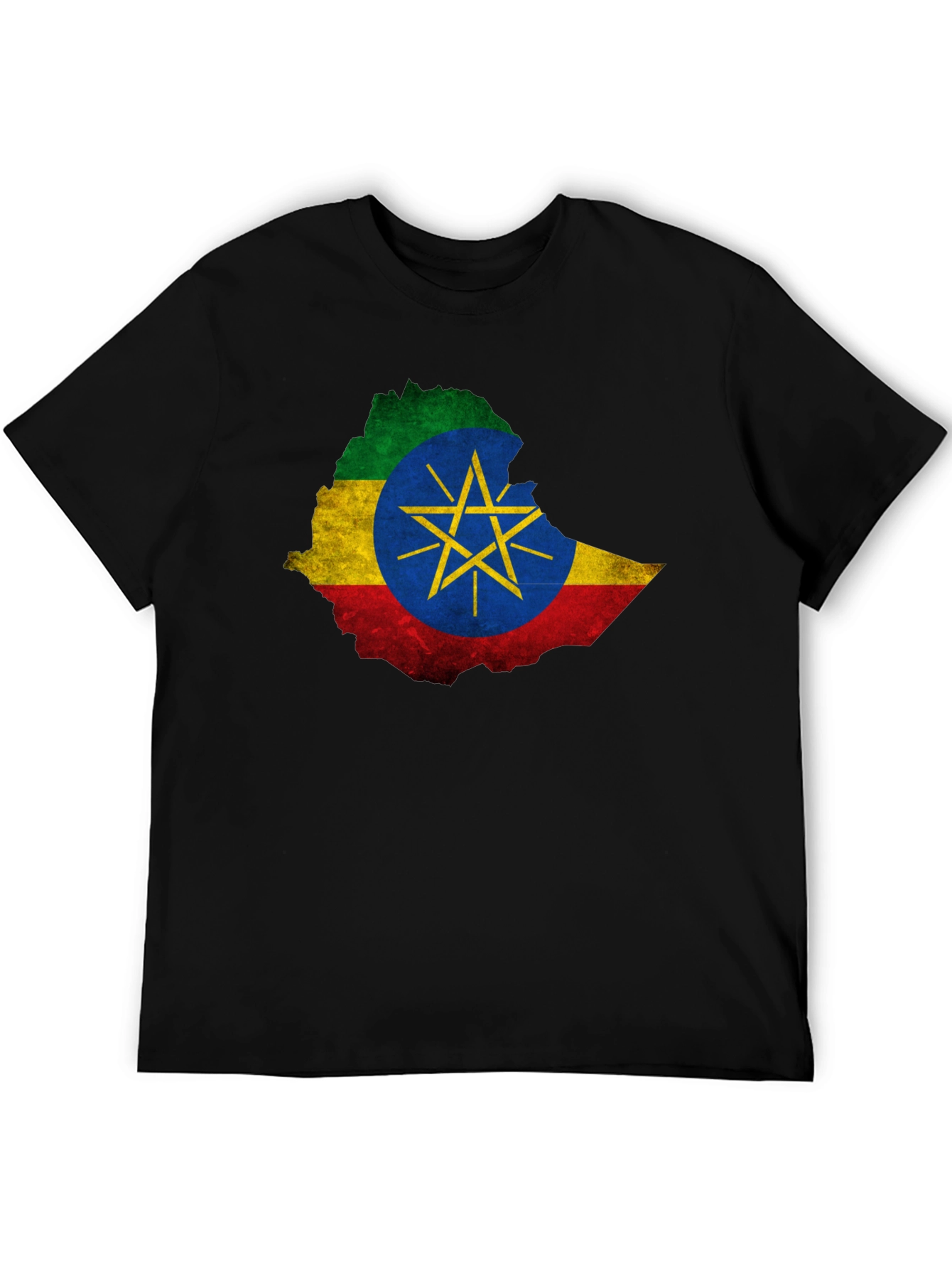 Ethiopia Flag Map Black T-Shirt - Unique Design