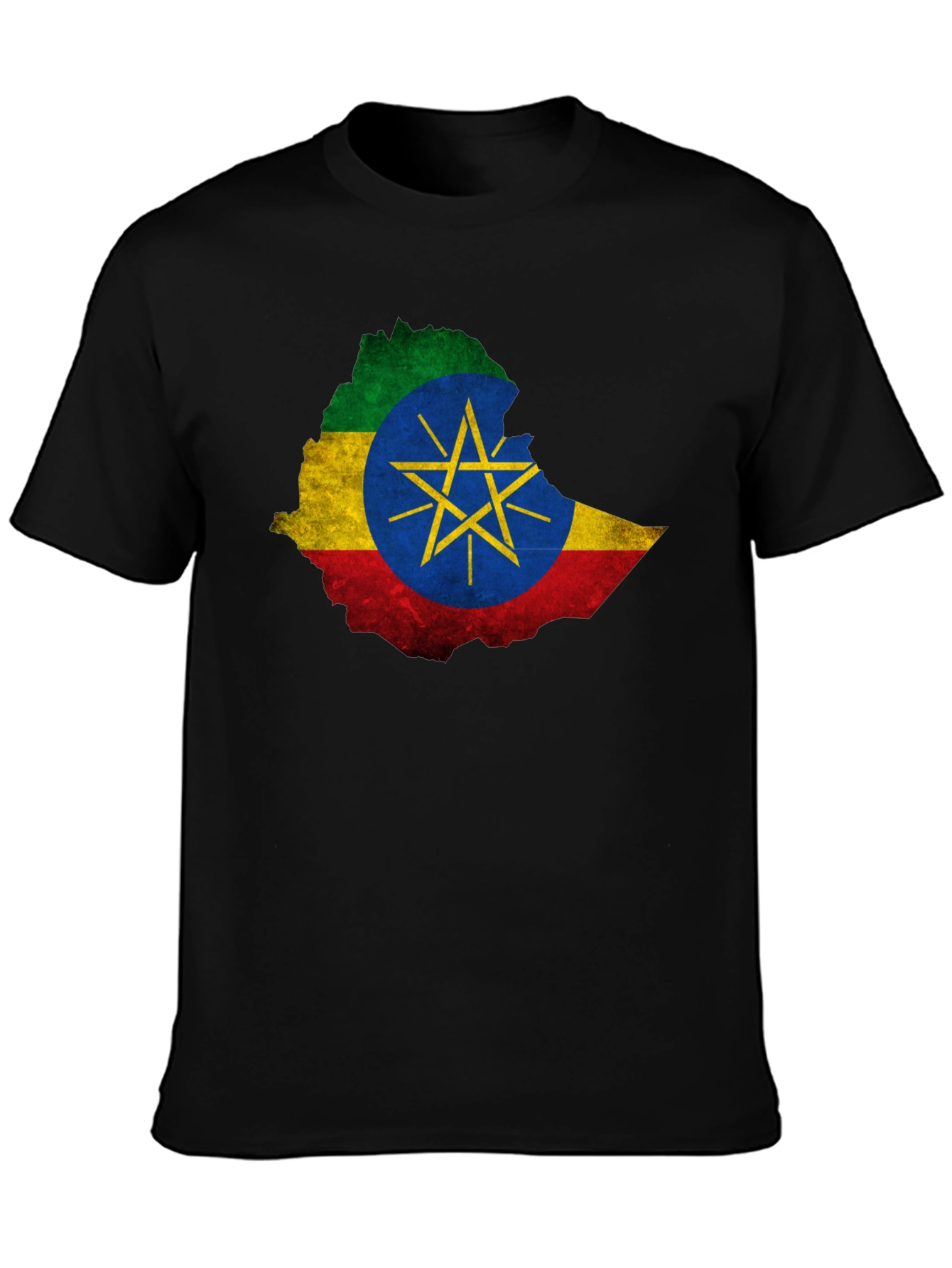 Ethiopia Flag Map Black T-Shirt - Unique Design