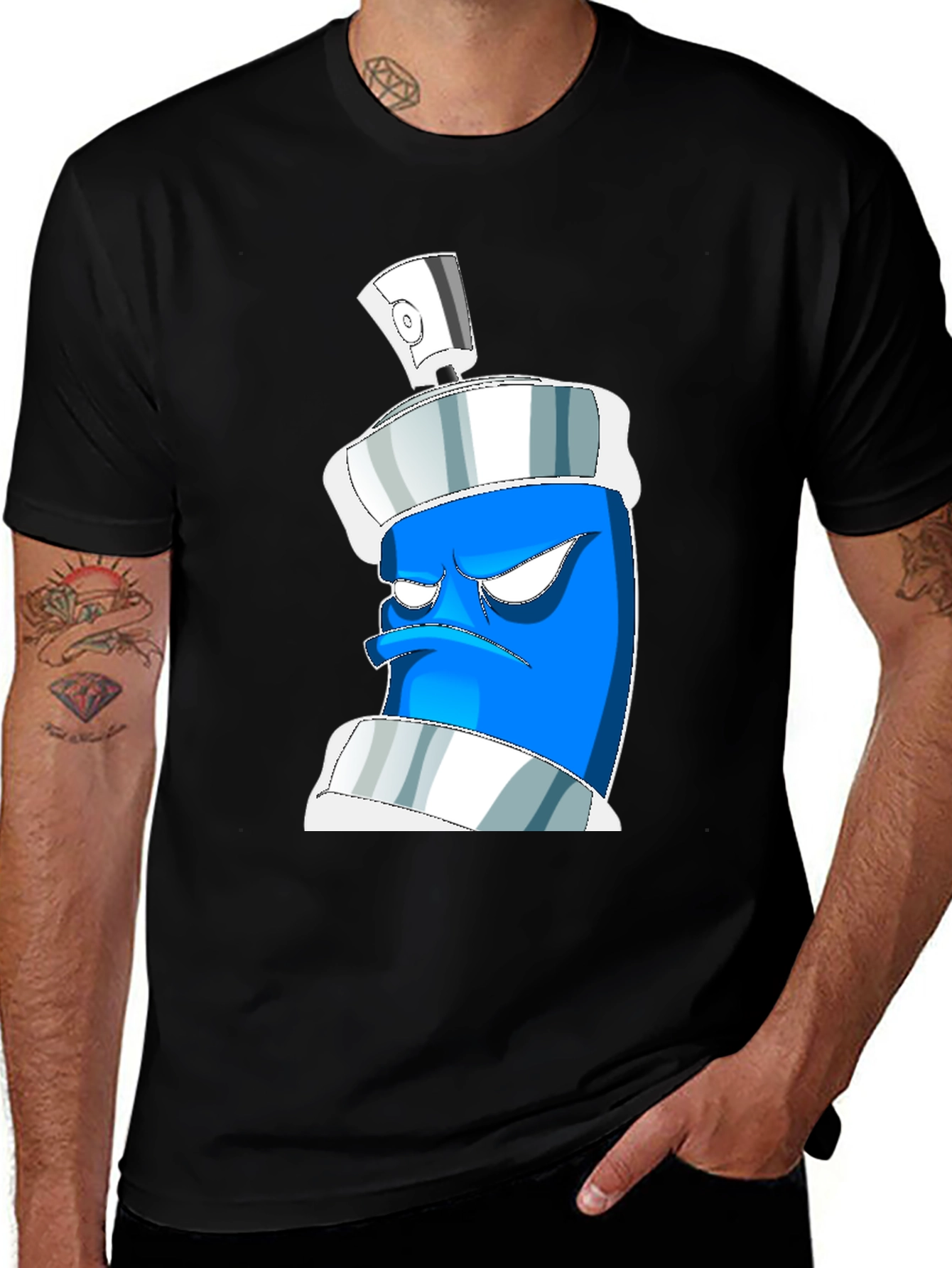 Grumpy Spray Can Graphic Tee - Black